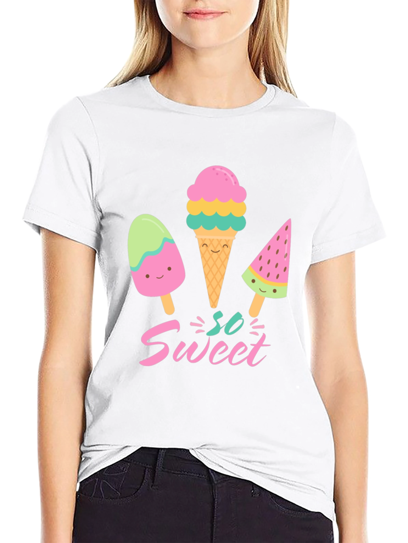 Black So Sweet Ice Cream Graphic T-Shirt view 9