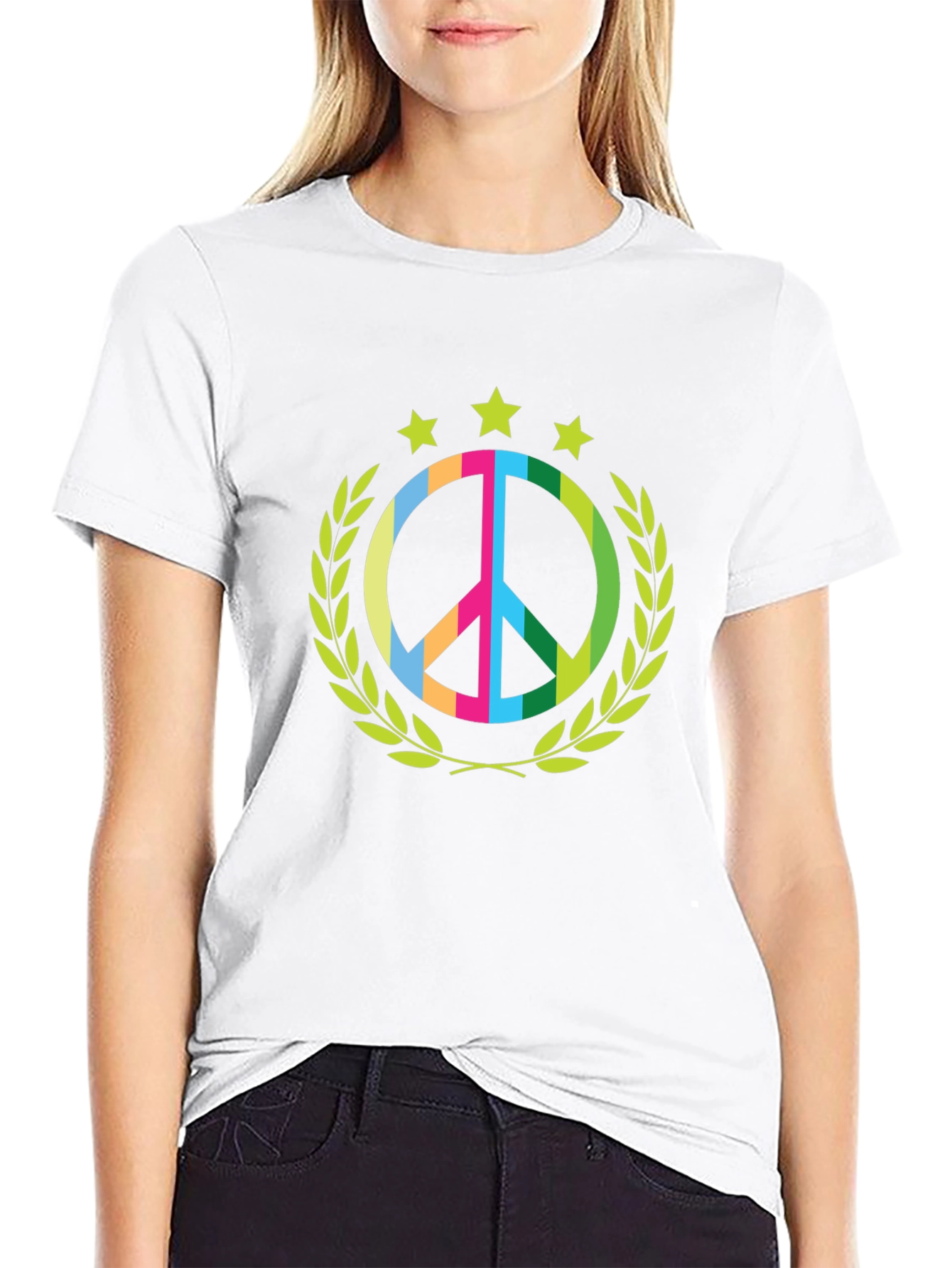 Black Peace Symbol Graphic Tee view 9