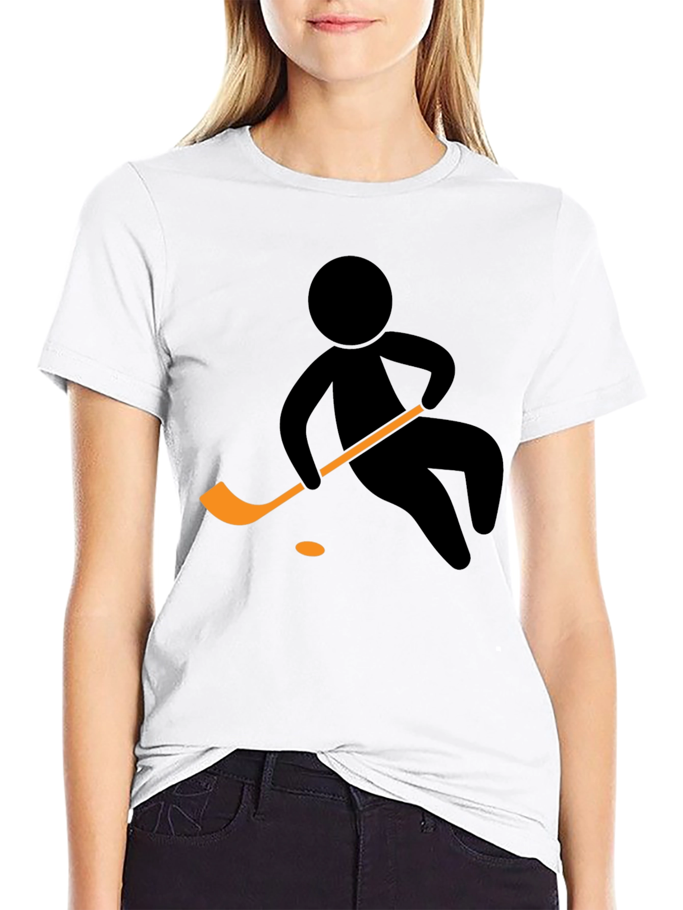 Black Hockey Player Graphic Tee - Black Cotton T-Shirt view 9