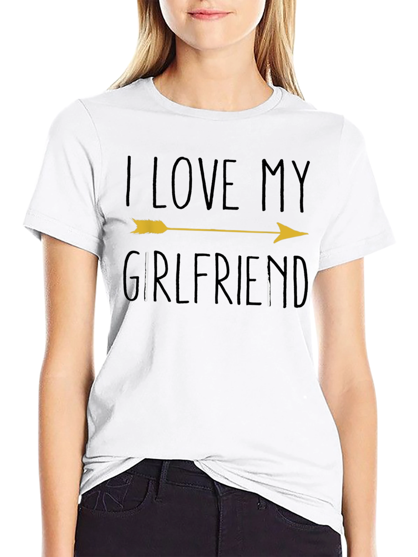 Black I Love My Girlfriend Arrow Graphic T-Shirt view 9