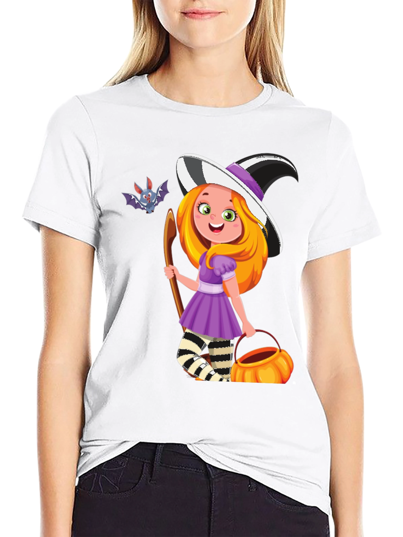 Black Halloween Witch Girl T-Shirt view 9