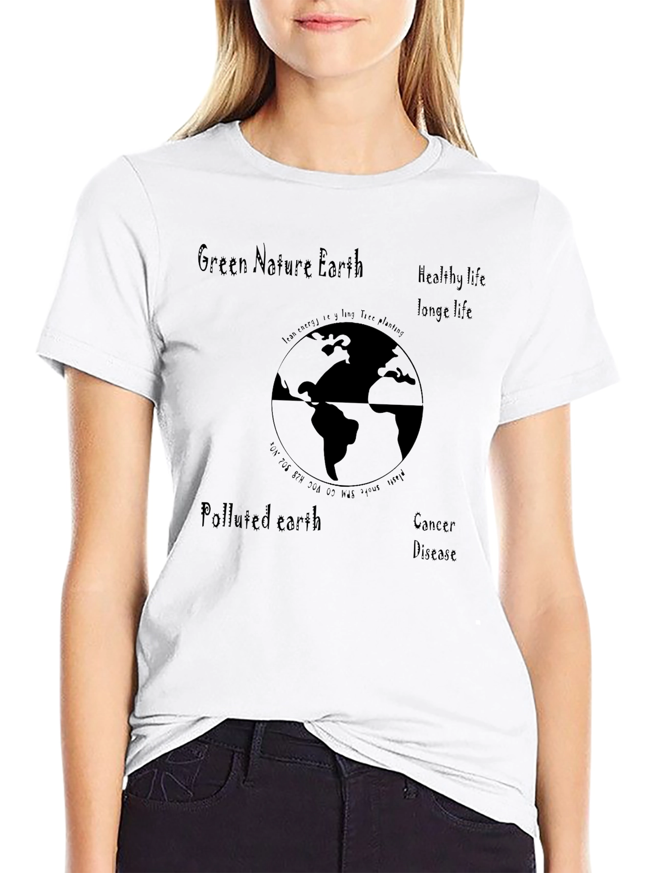Black Eco-Friendly Earth Graphic T-Shirt view 9