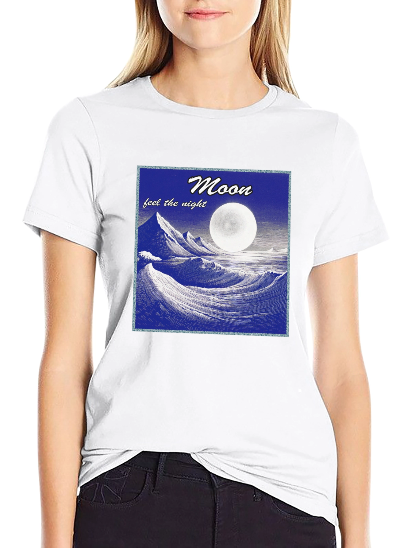 Black Moonlit Waves Graphic T-Shirt - Feel the Night! view 9