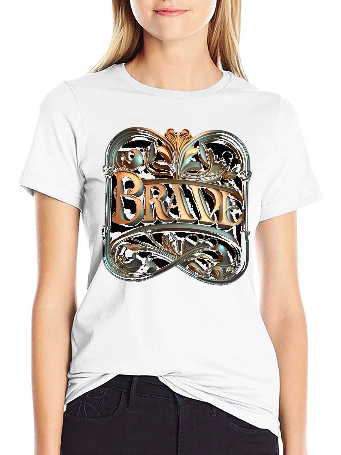 Black Brave Graphic Tee - Black Cotton Blend view 9