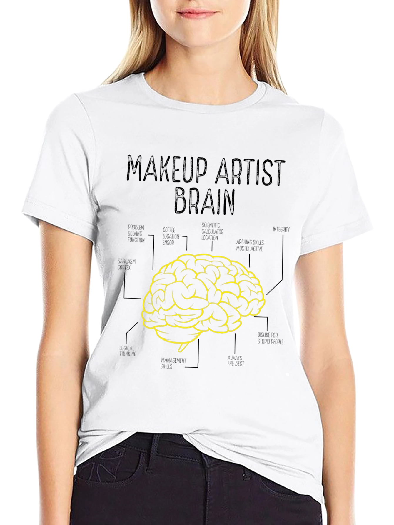 Black Makeup Artist Brain T-Shirt - Creative Graphic Tee view 9