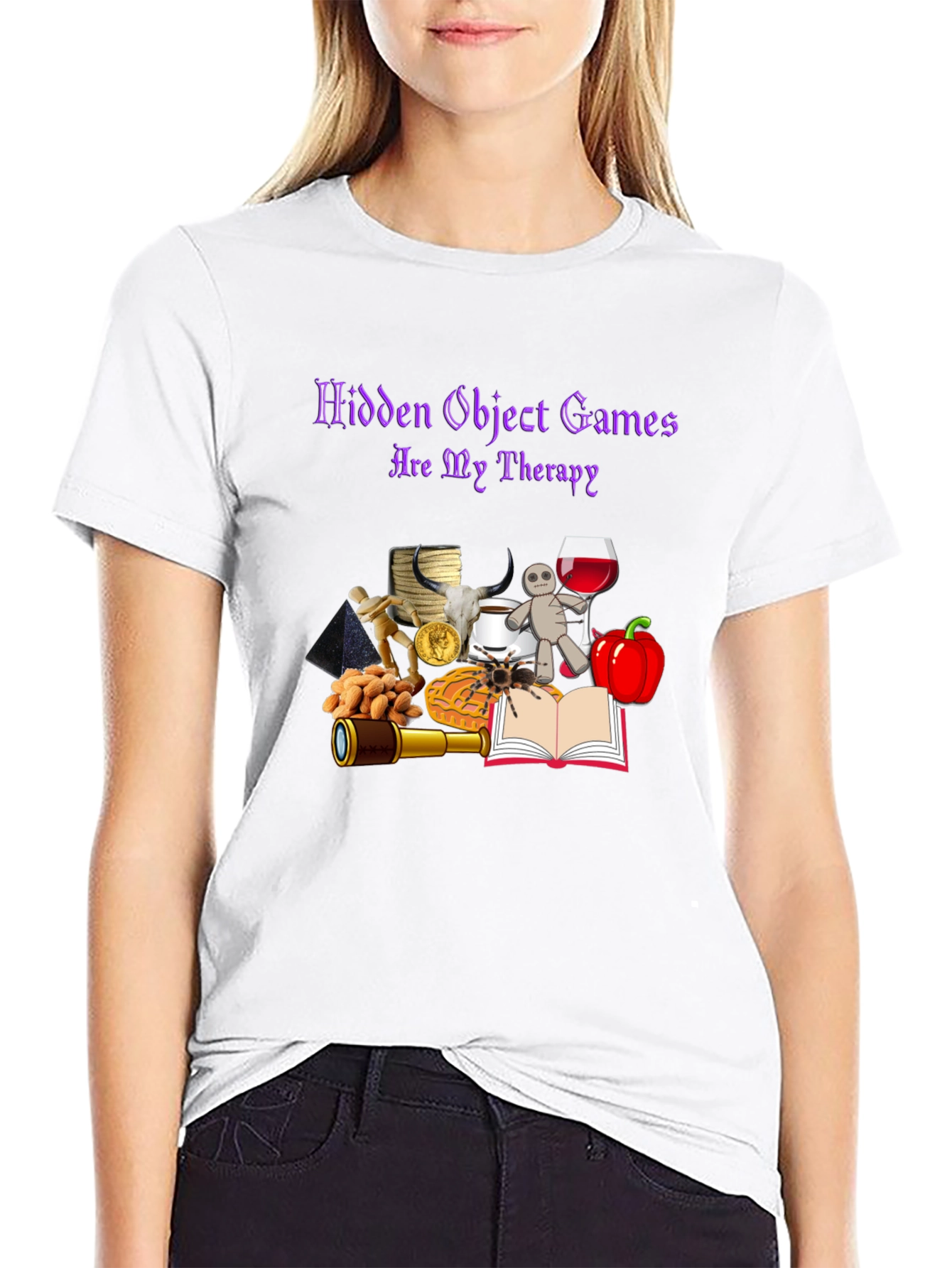Black Hidden Object Games Therapy T-Shirt view 9
