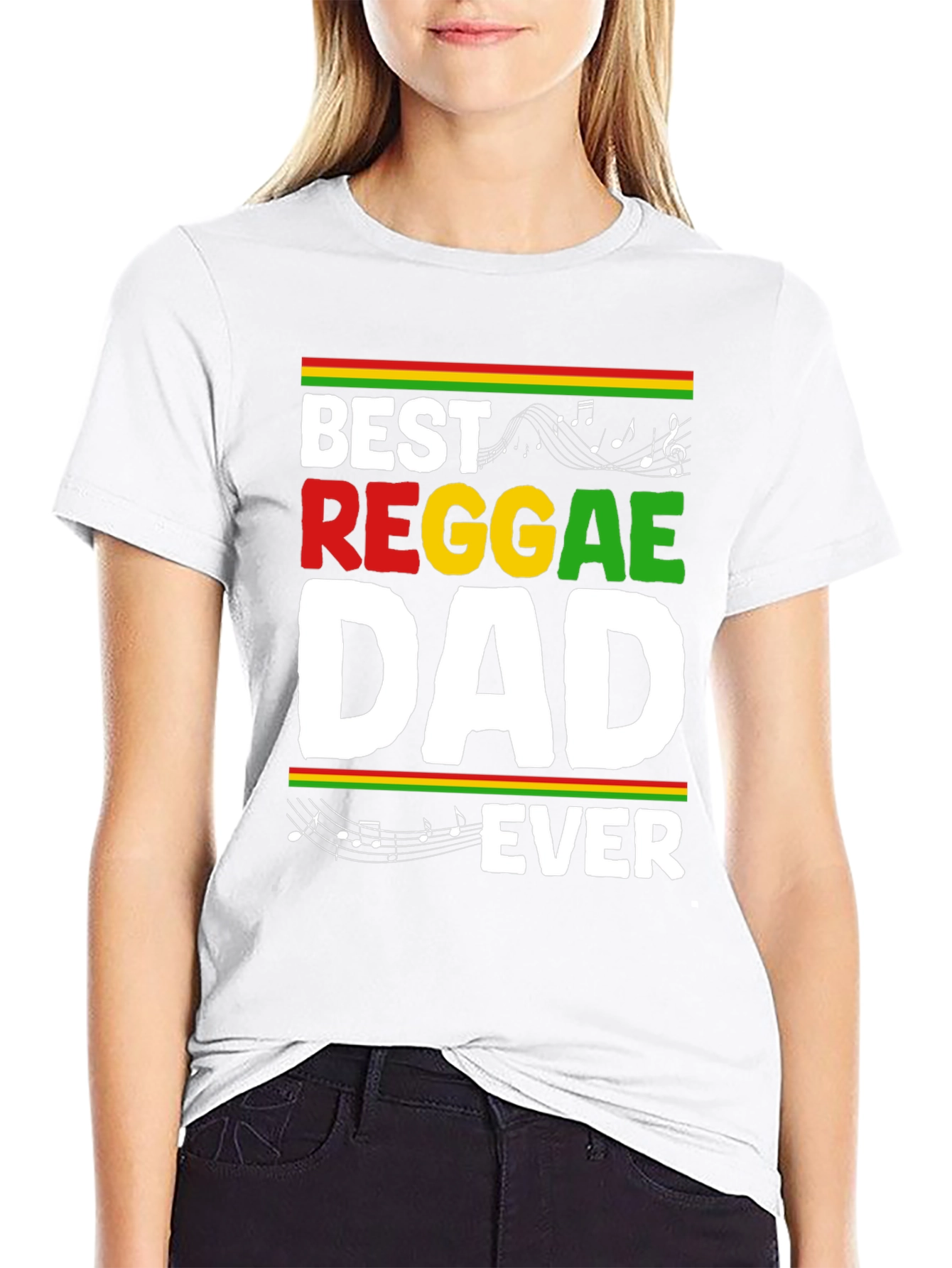 Black Best Reggae Dad Ever Black Graphic T-Shirt view 9