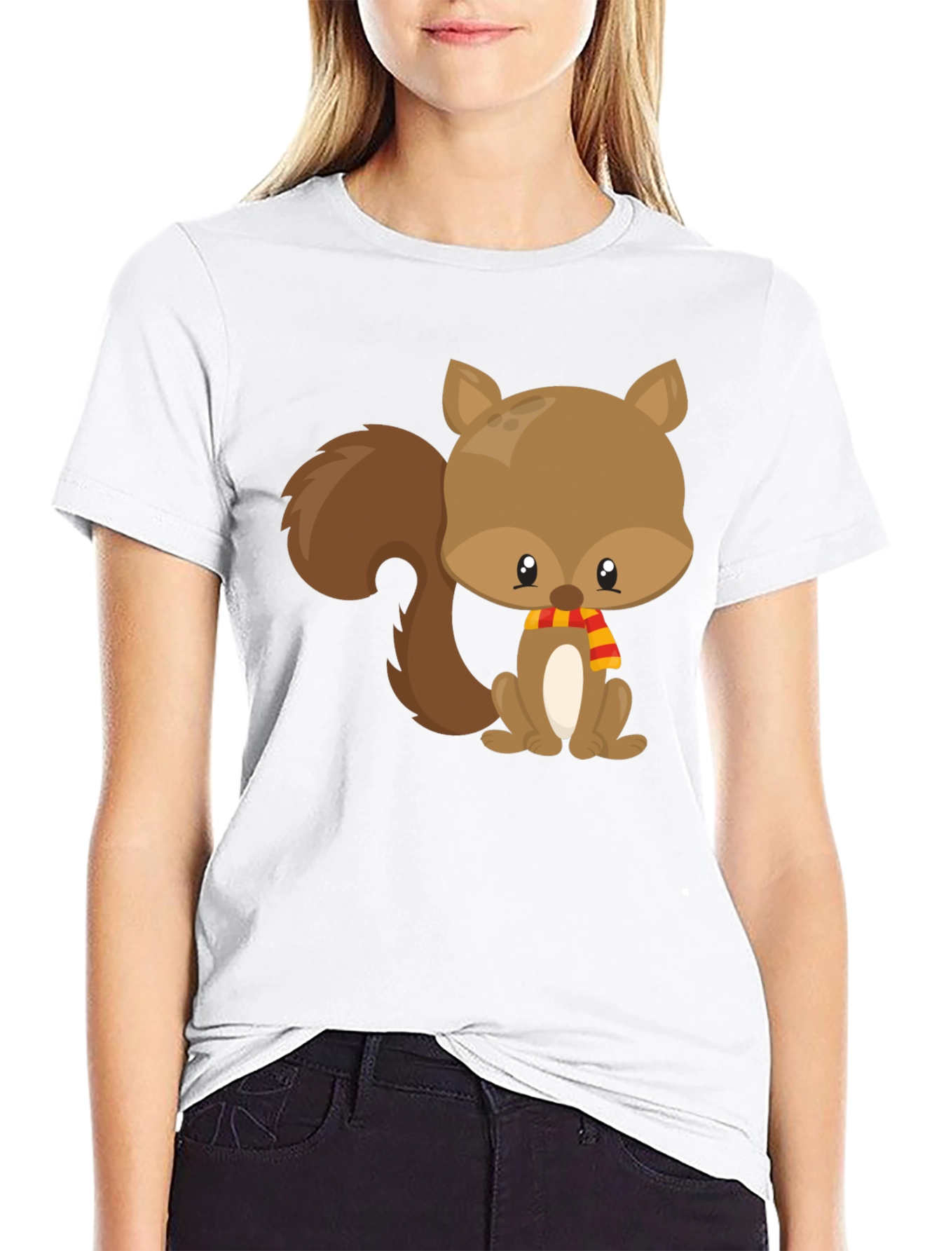 Black Cute Squirrel Black T-Shirt view 9