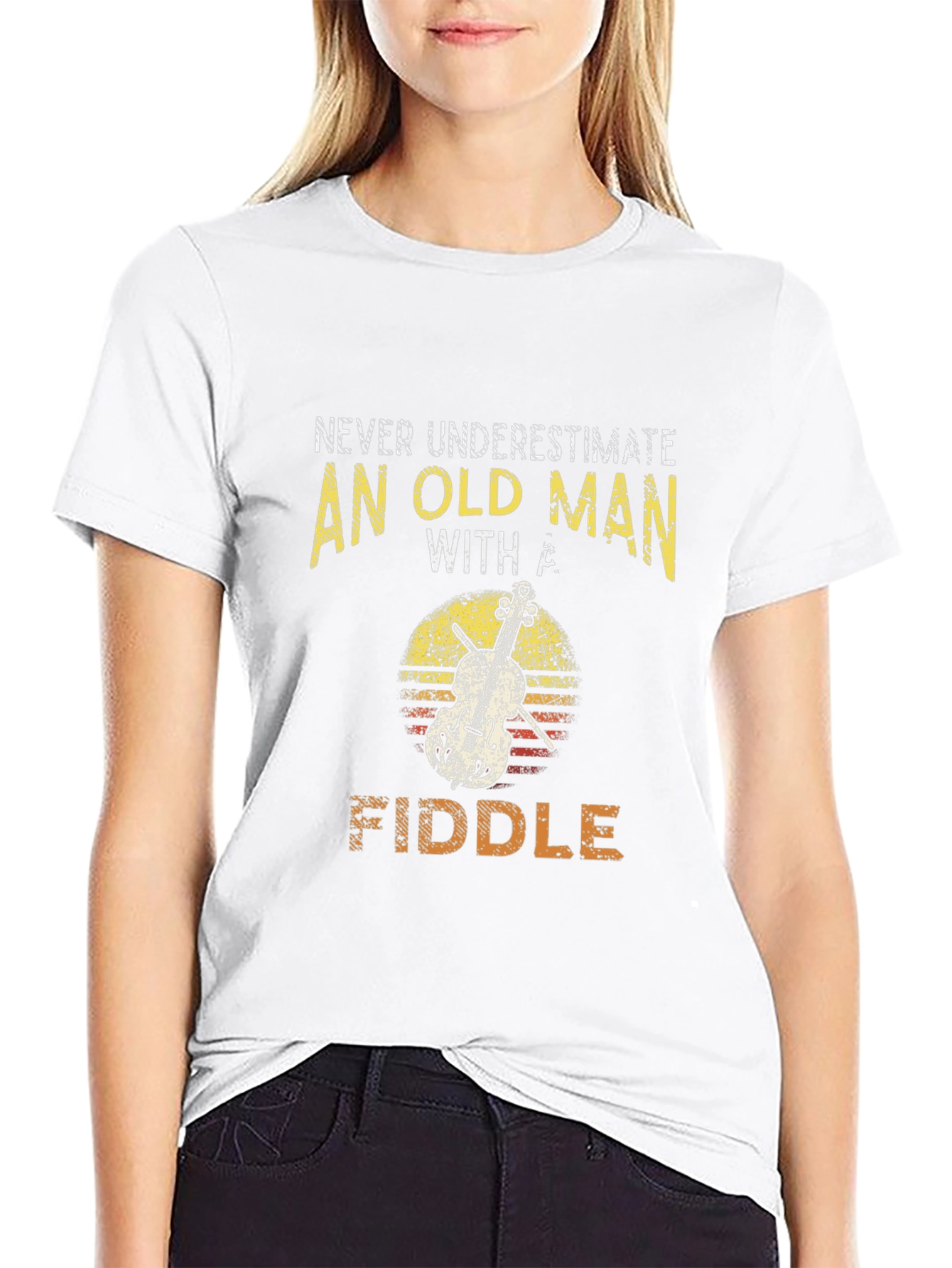 Black Never Underestimate an Old Man with a Fiddle T-Shirt view 9