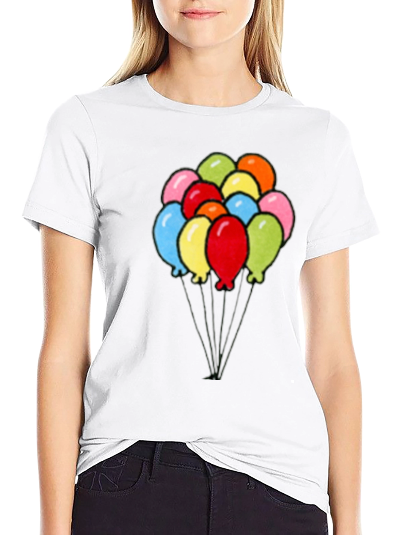 Black Balloons Graphic Black T-Shirt view 9