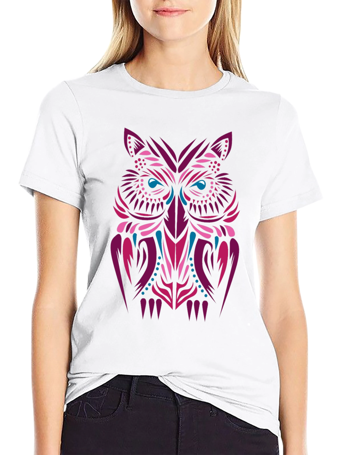 Tribal Owl Graphic Tee - Stylish Men's Black T-Shirt - 9