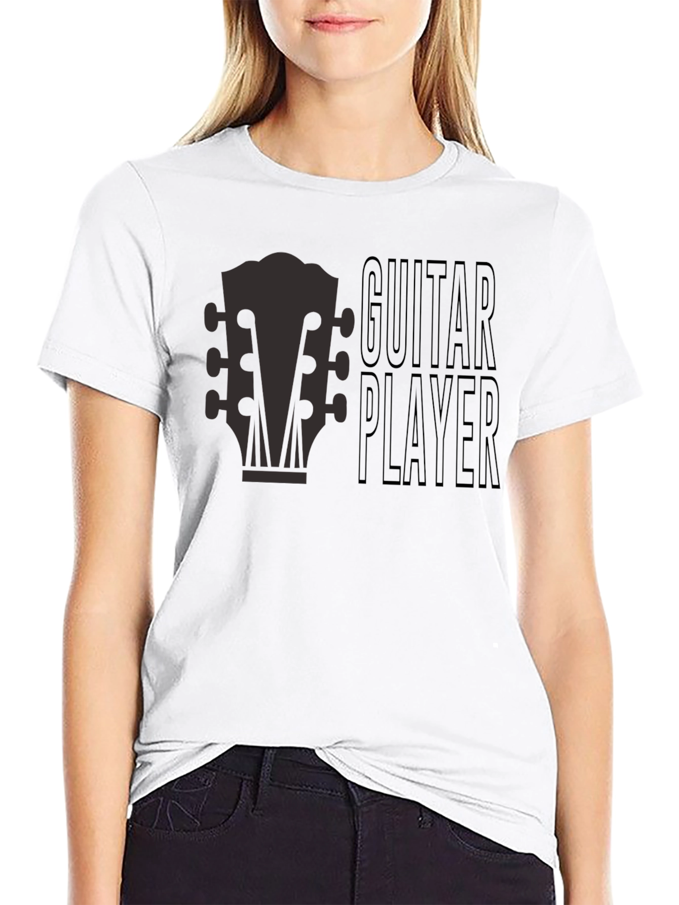 Black Guitar Player Graphic Tee - Musician's T-Shirt view 9