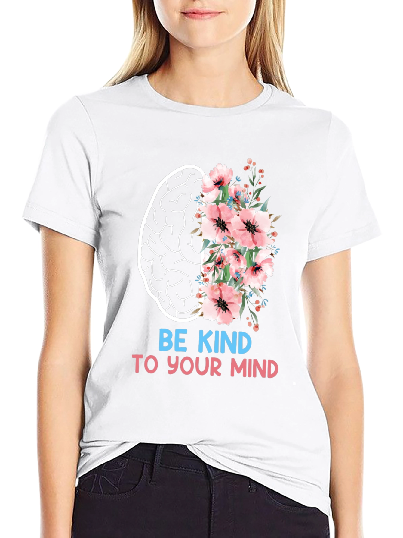 Black Be Kind To Your Mind Graphic Tee view 9
