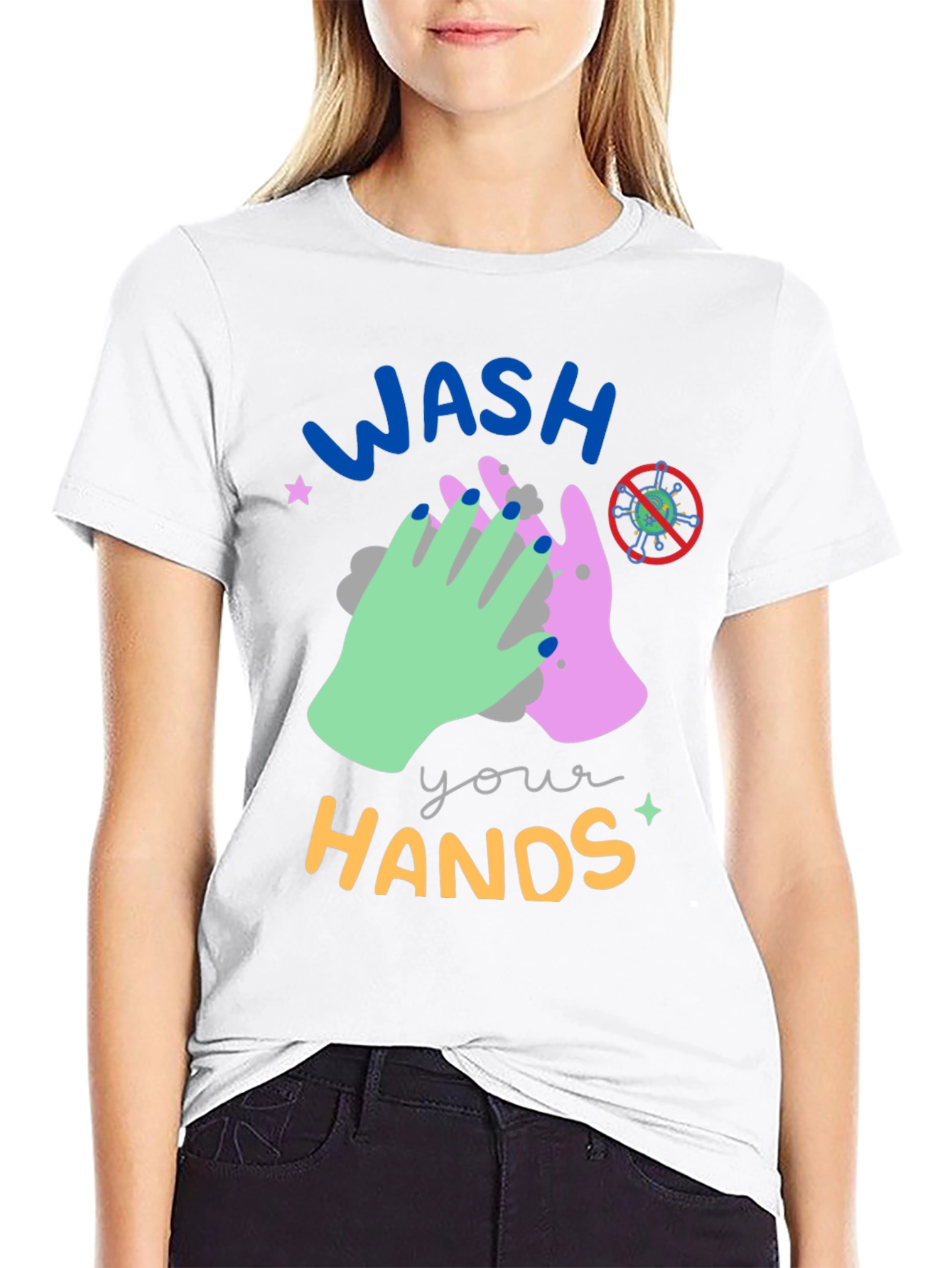 Black Wash Your Hands Graphic Tee - Black view 9