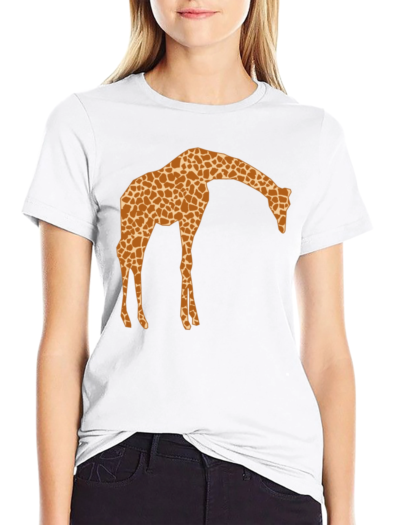 Black Giraffe Print Crew Neck T-Shirt view 9