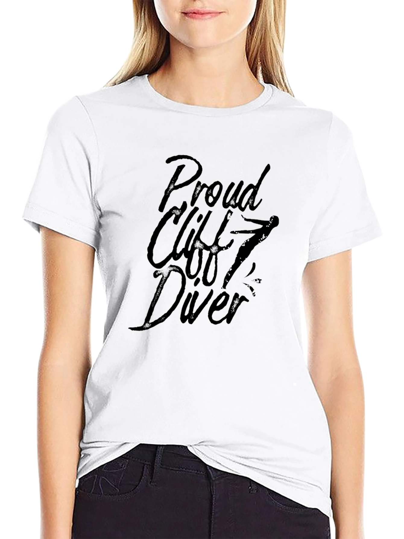 Black Proud Cliff Diver Black Graphic T-Shirt view 9