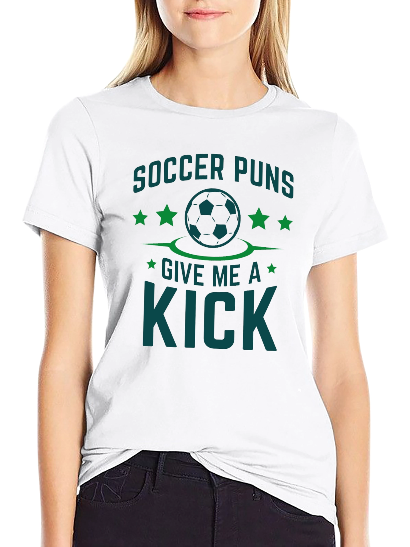 Black Soccer Puns Give Me a Kick Black T-Shirt view 9