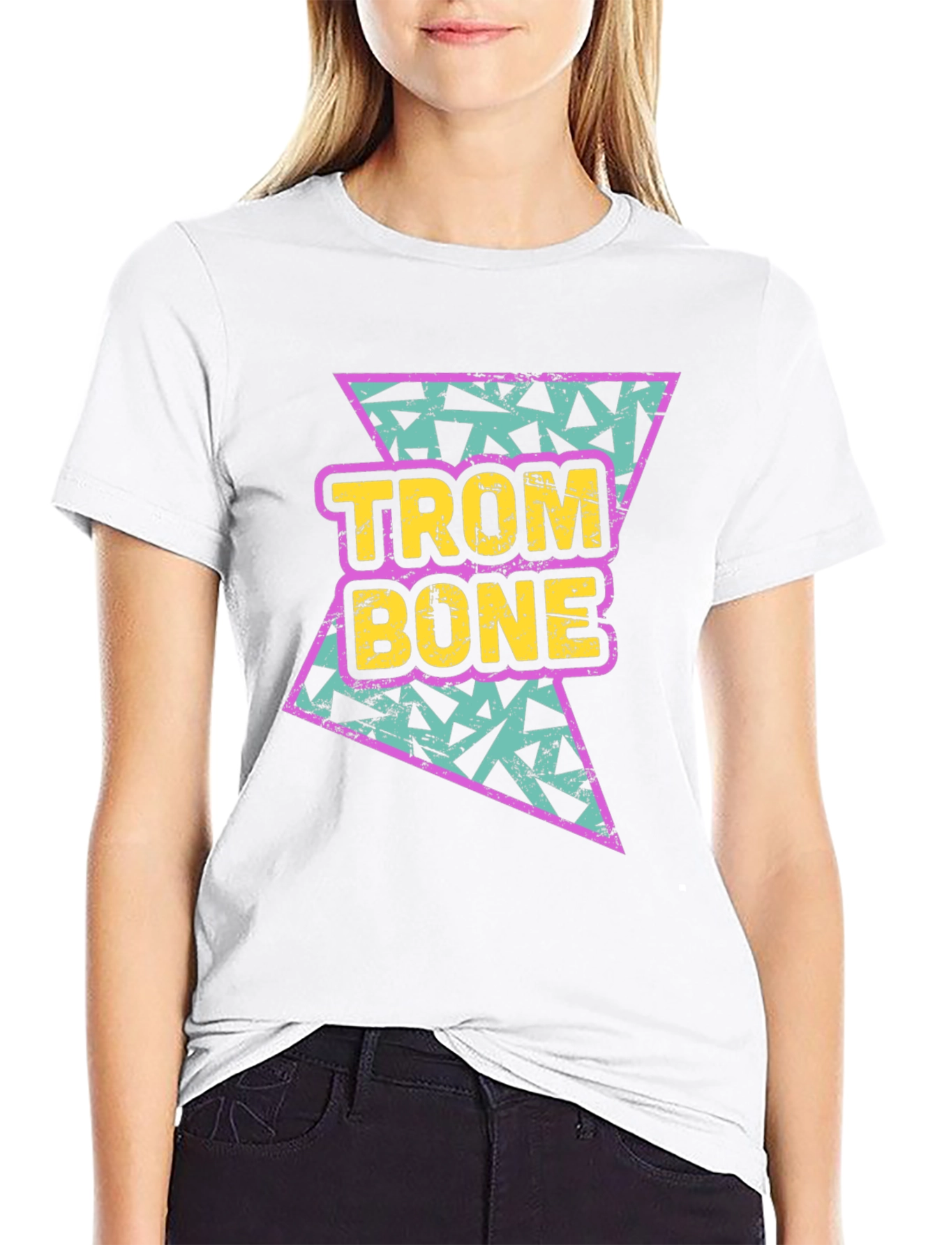 Black Retro Trombone Graphic Tee - Black Cotton T-Shirt view 9