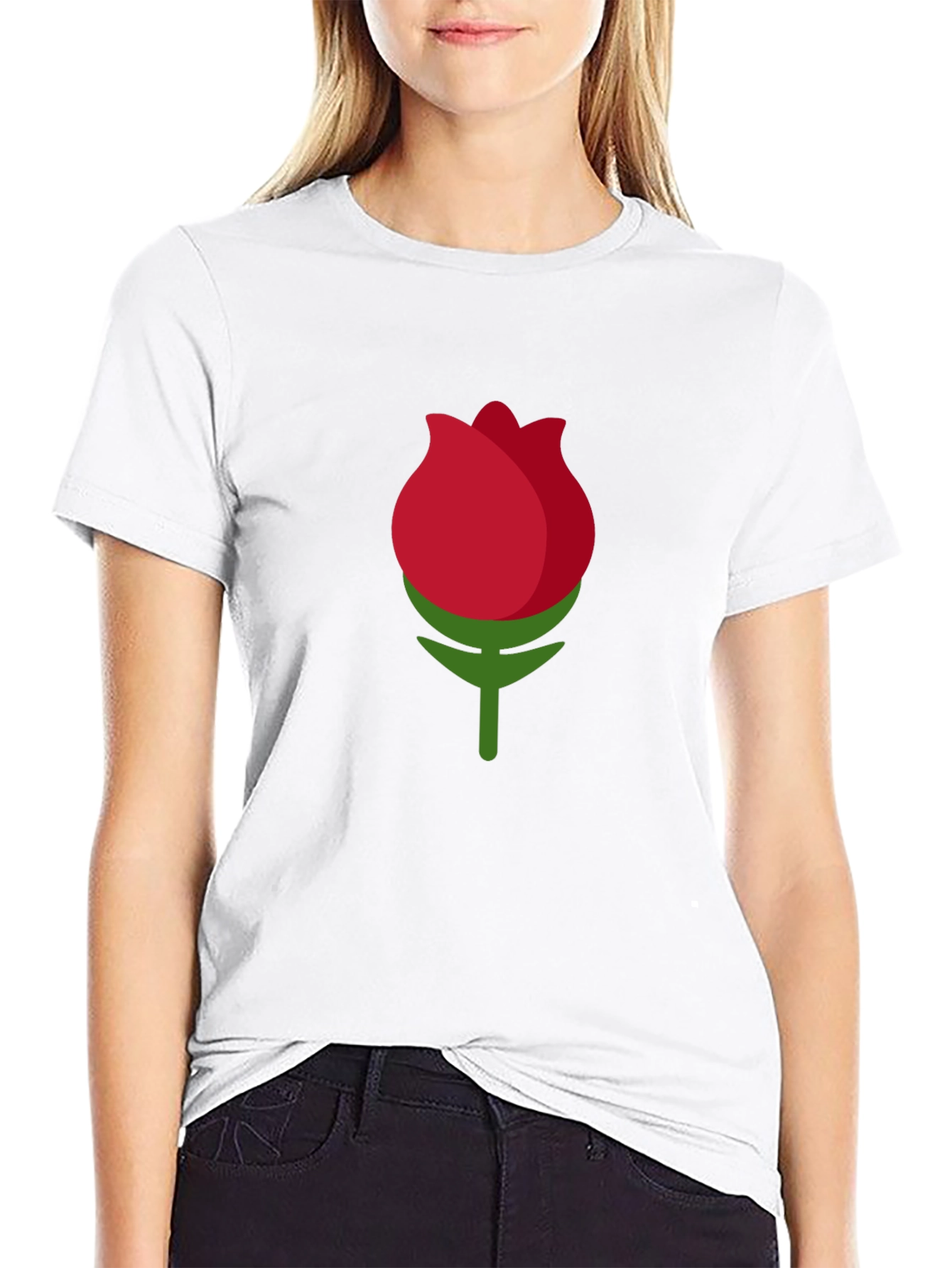 Black Black T-shirt with Rose Bud Graphic view 9