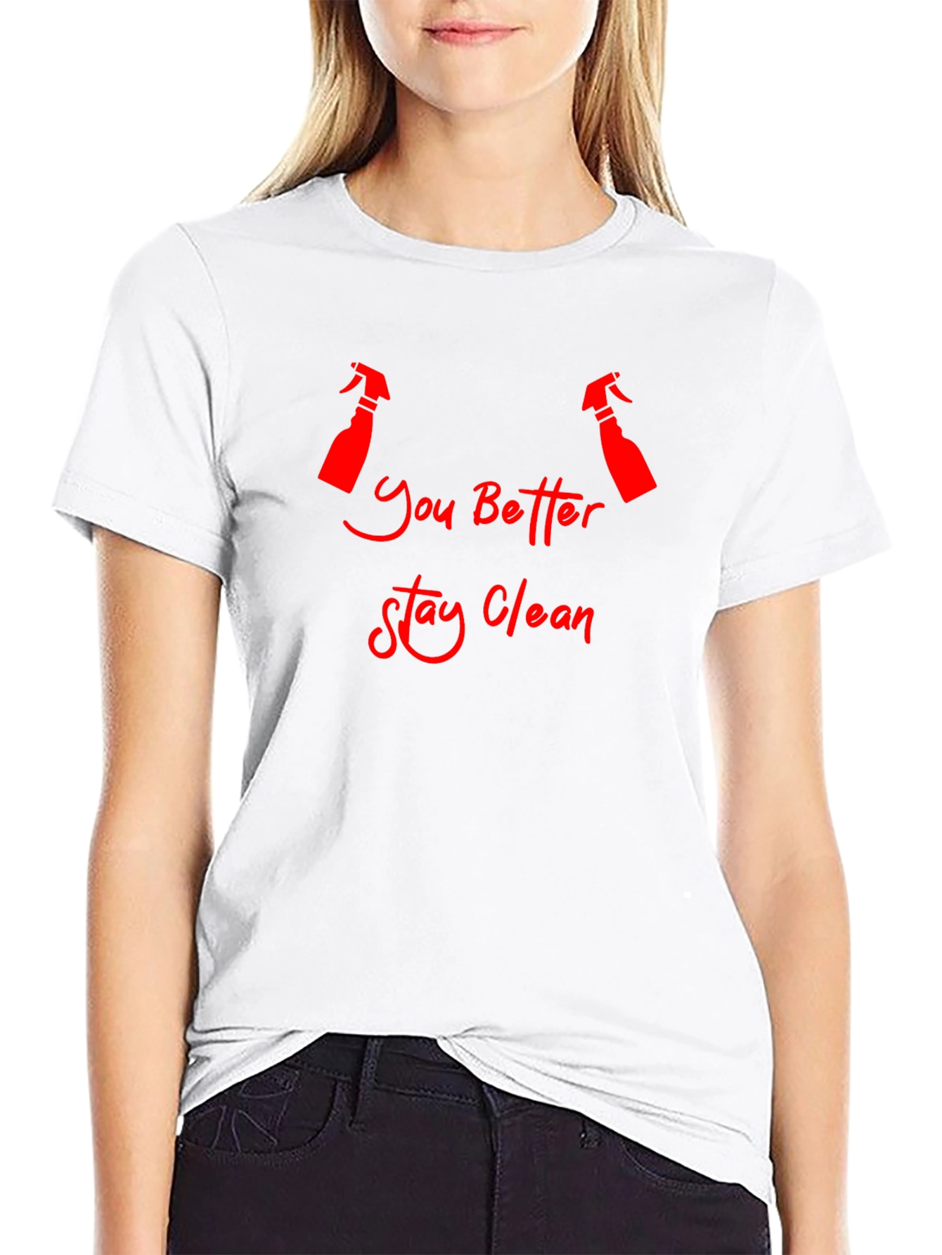 Black Stay Clean T-Shirt - Funny Cleaning Graphic Tee view 9