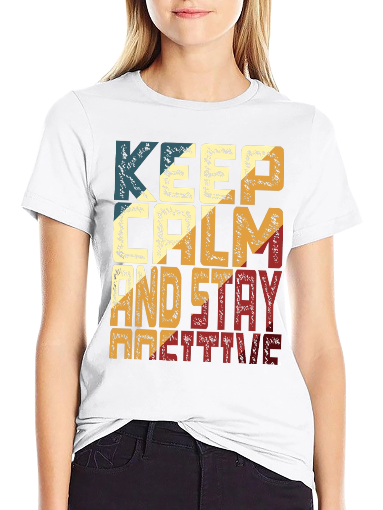 Black Keep Calm And Stay Positive Graphic Tee view 9