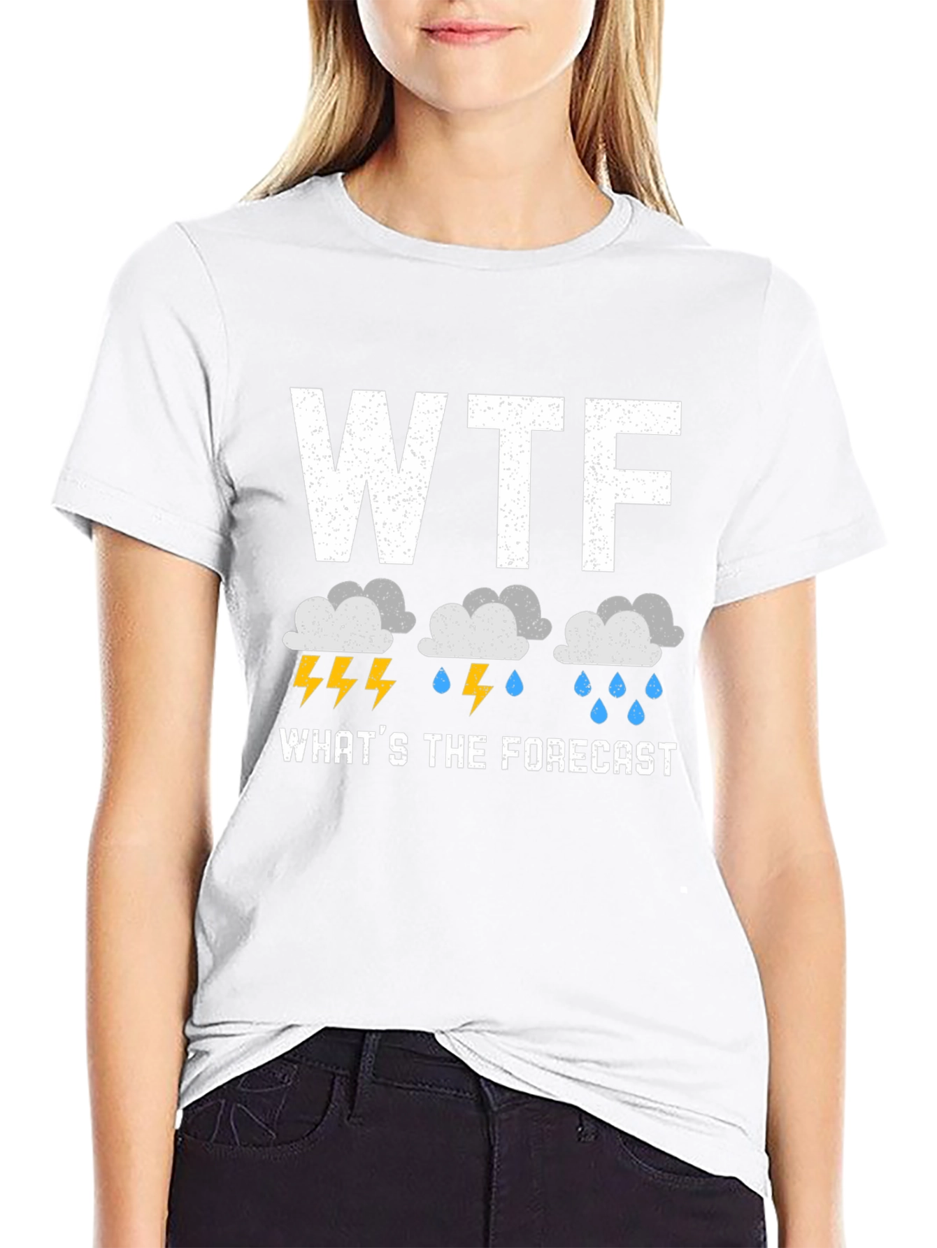 Black WTF What's the Forecast Funny Weather Graphic T-Shirt view 9