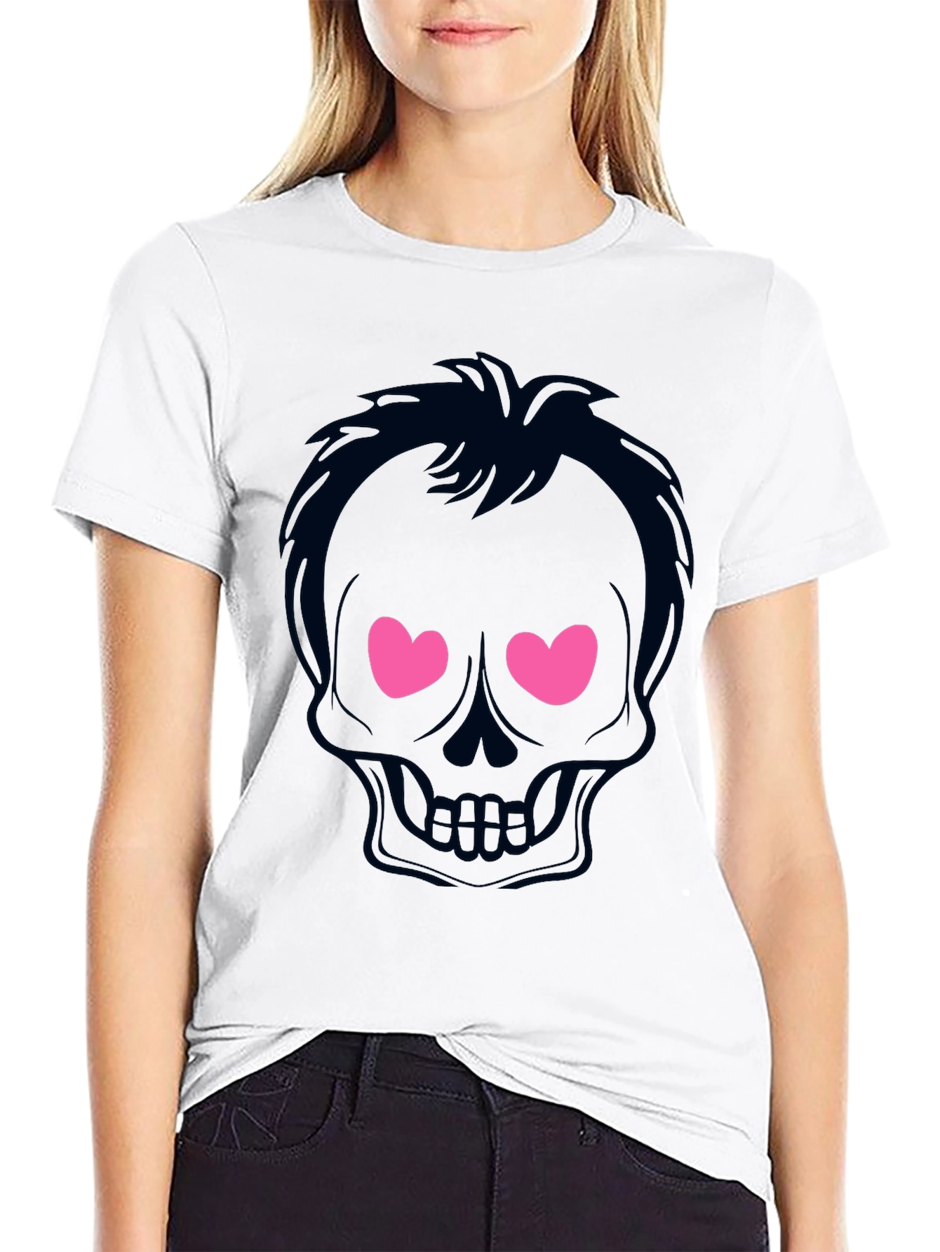 Black Skull Love Eyes Graphic T-Shirt - Mens view 9