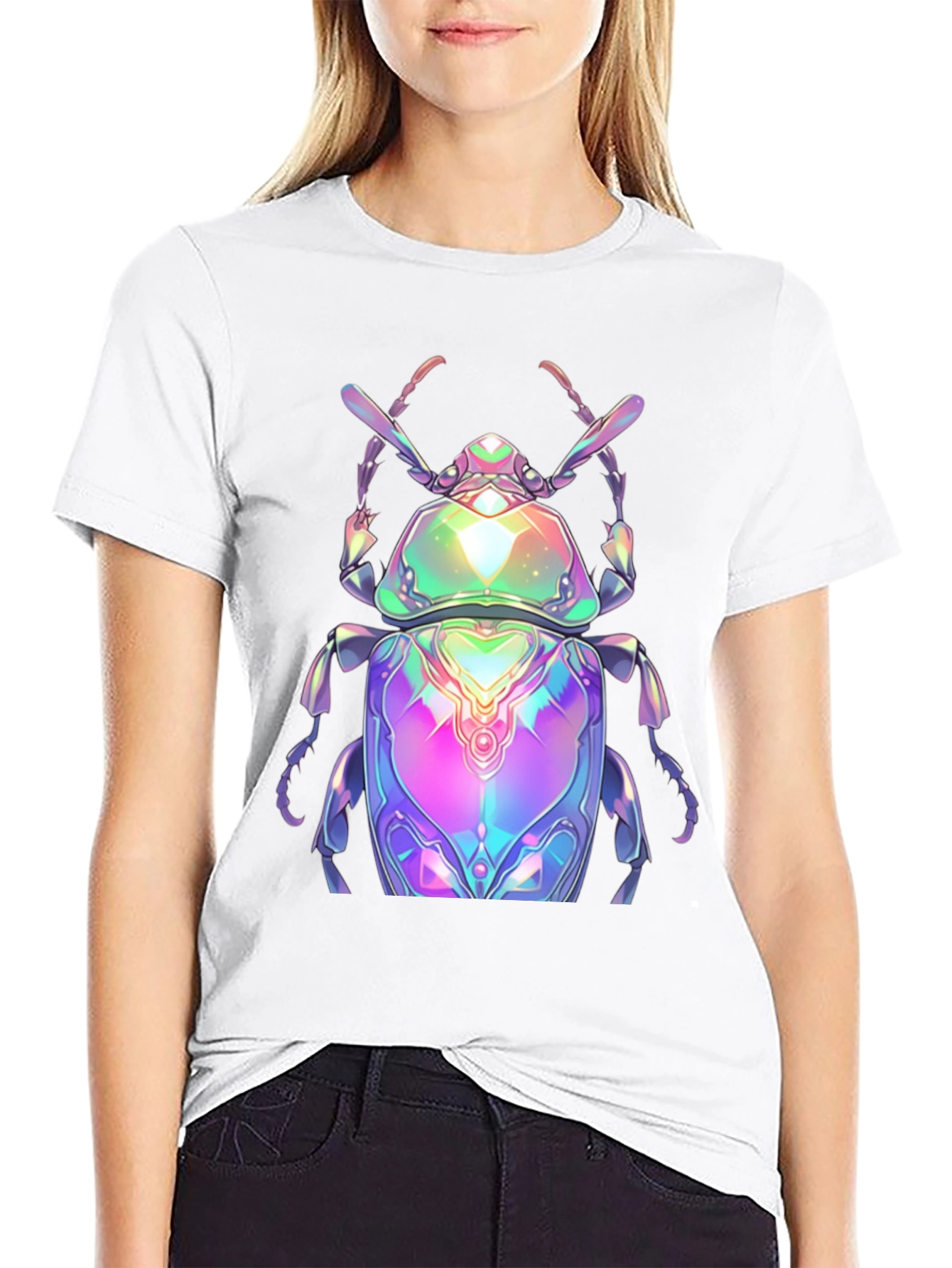 Black Iridescent Beetle Graphic Tee - Men's Black T-Shirt view 9