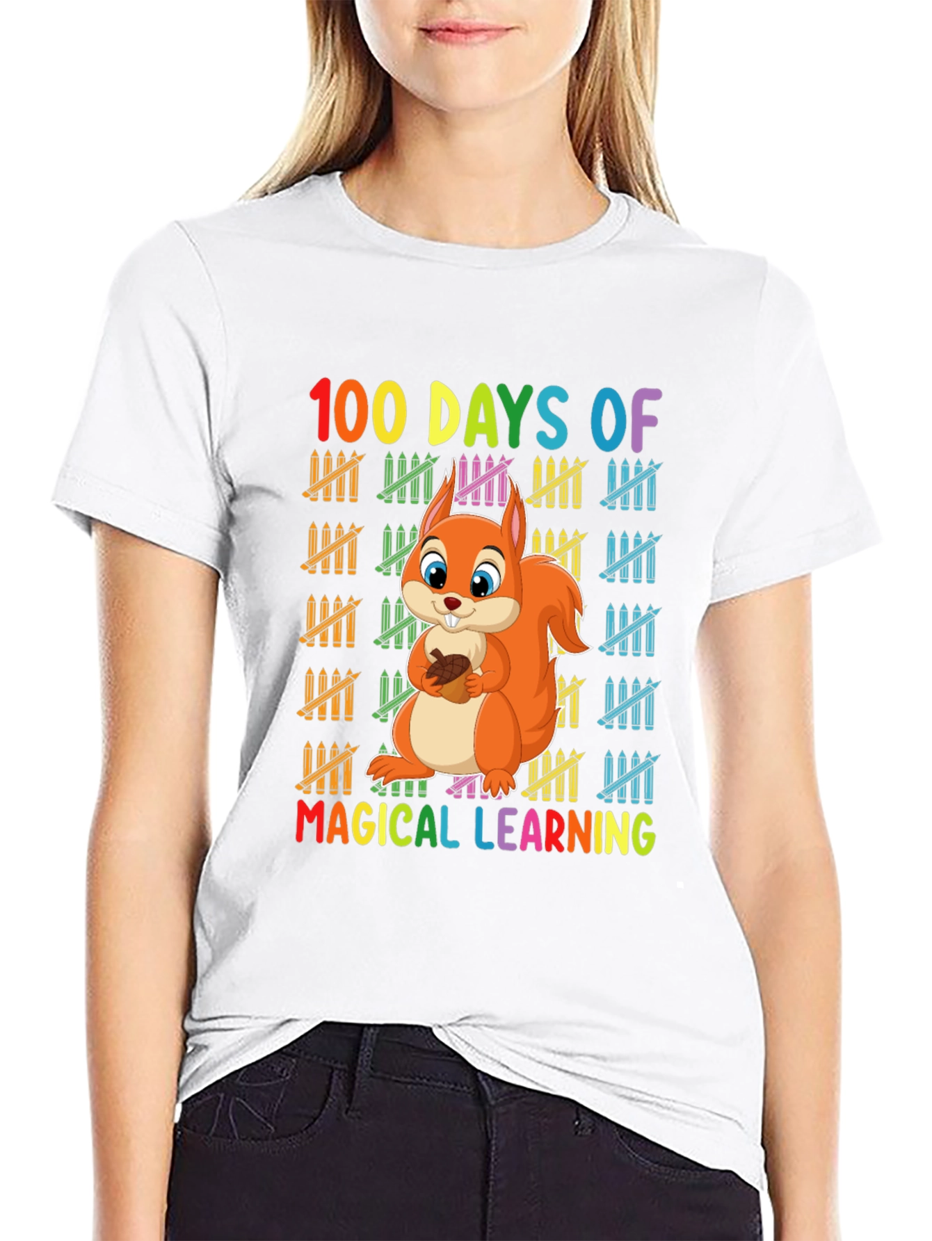 Black 100 Days of Magical Learning T-Shirt view 9