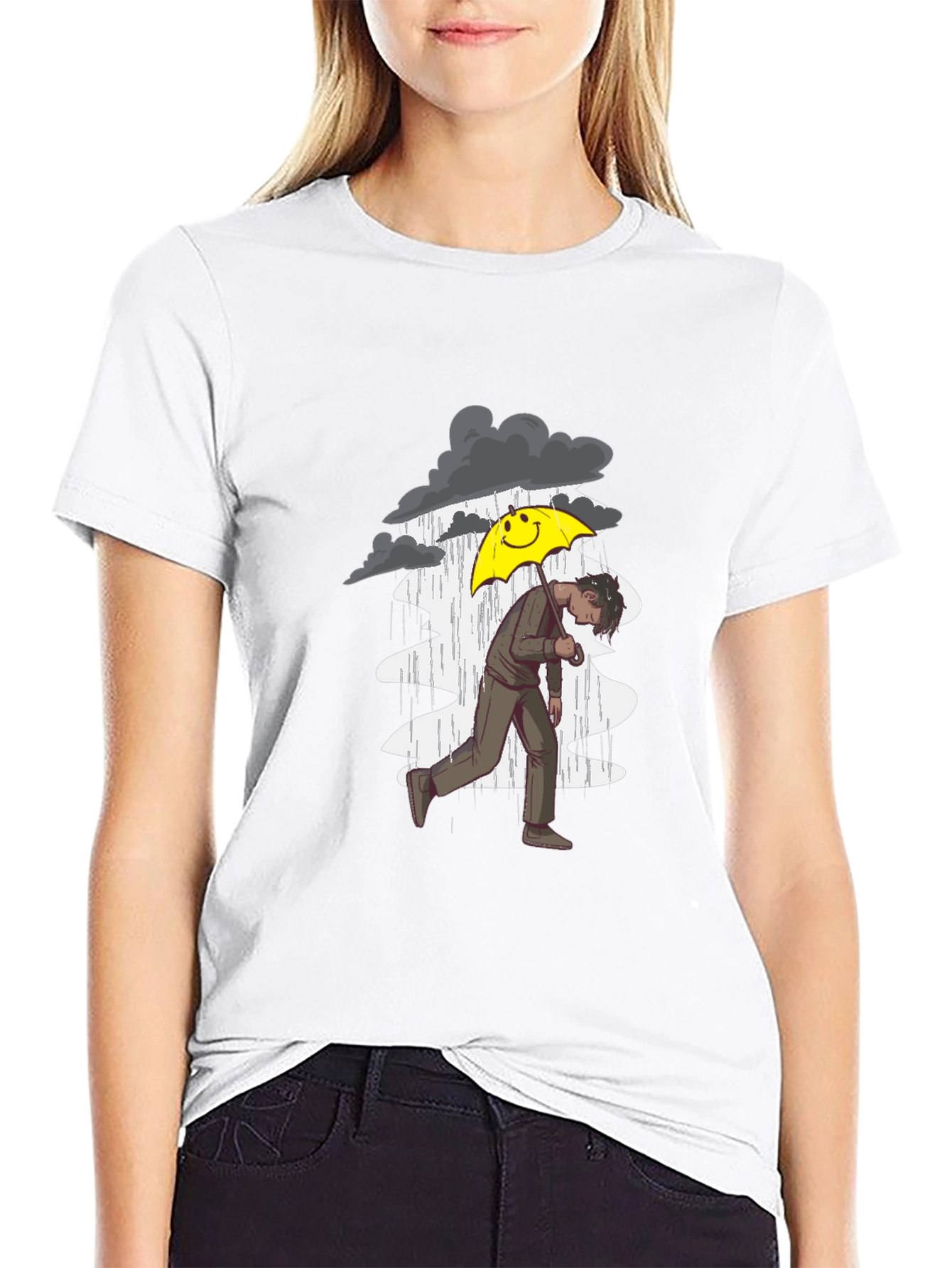 Black Rainy Day Graphic Tee - Men's Black T-Shirt view 9