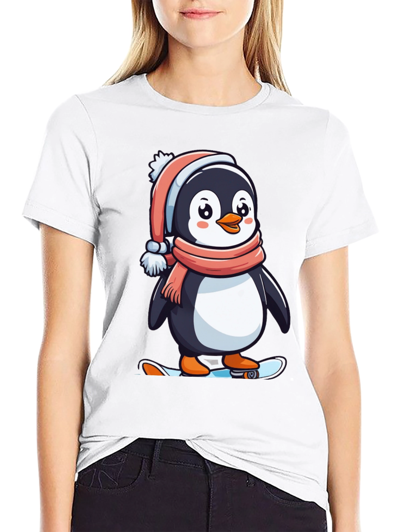 Black Penguin Skateboarder Black T-Shirt view 9