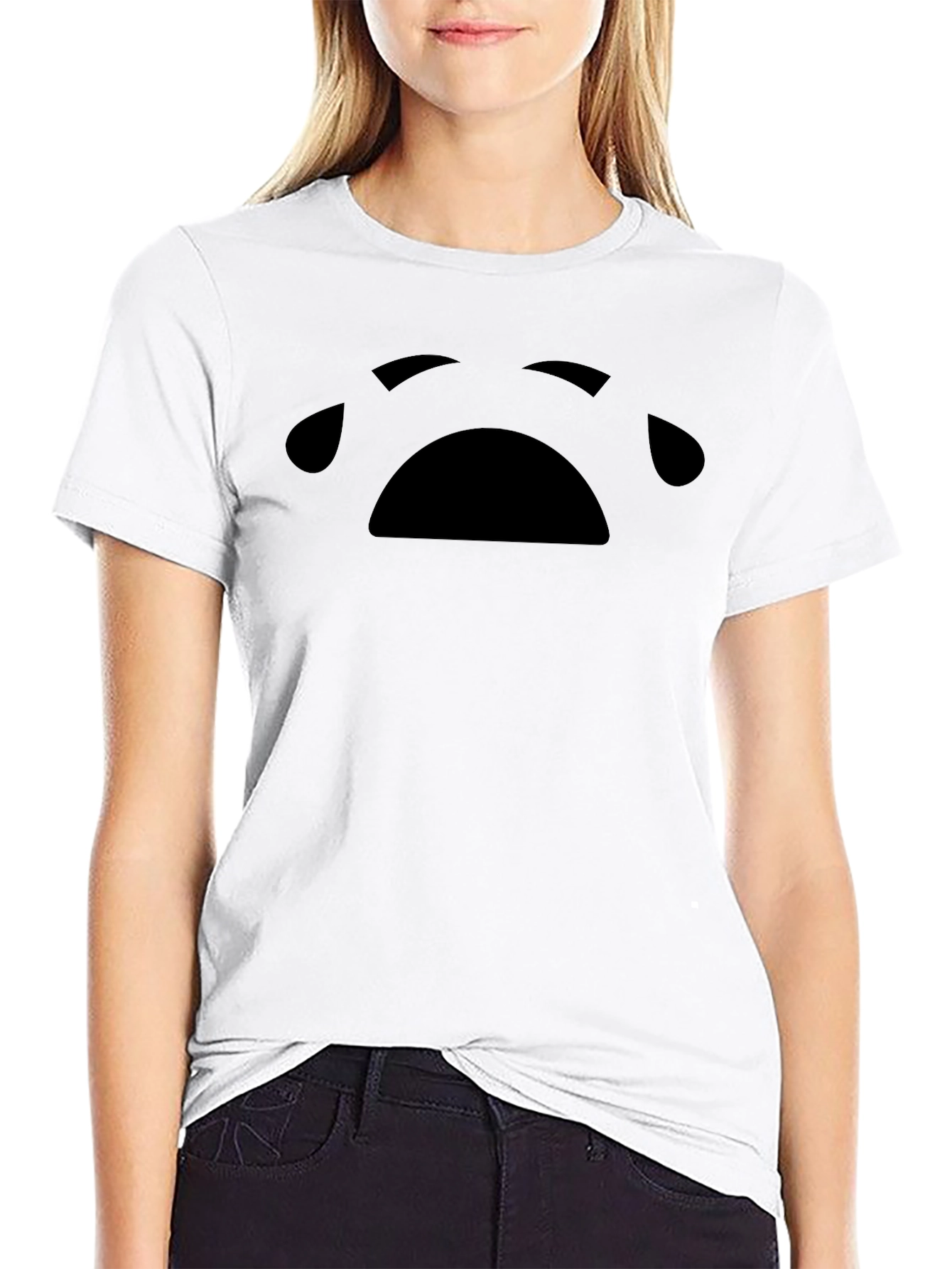 Black Sad Face Graphic Black T-Shirt view 9