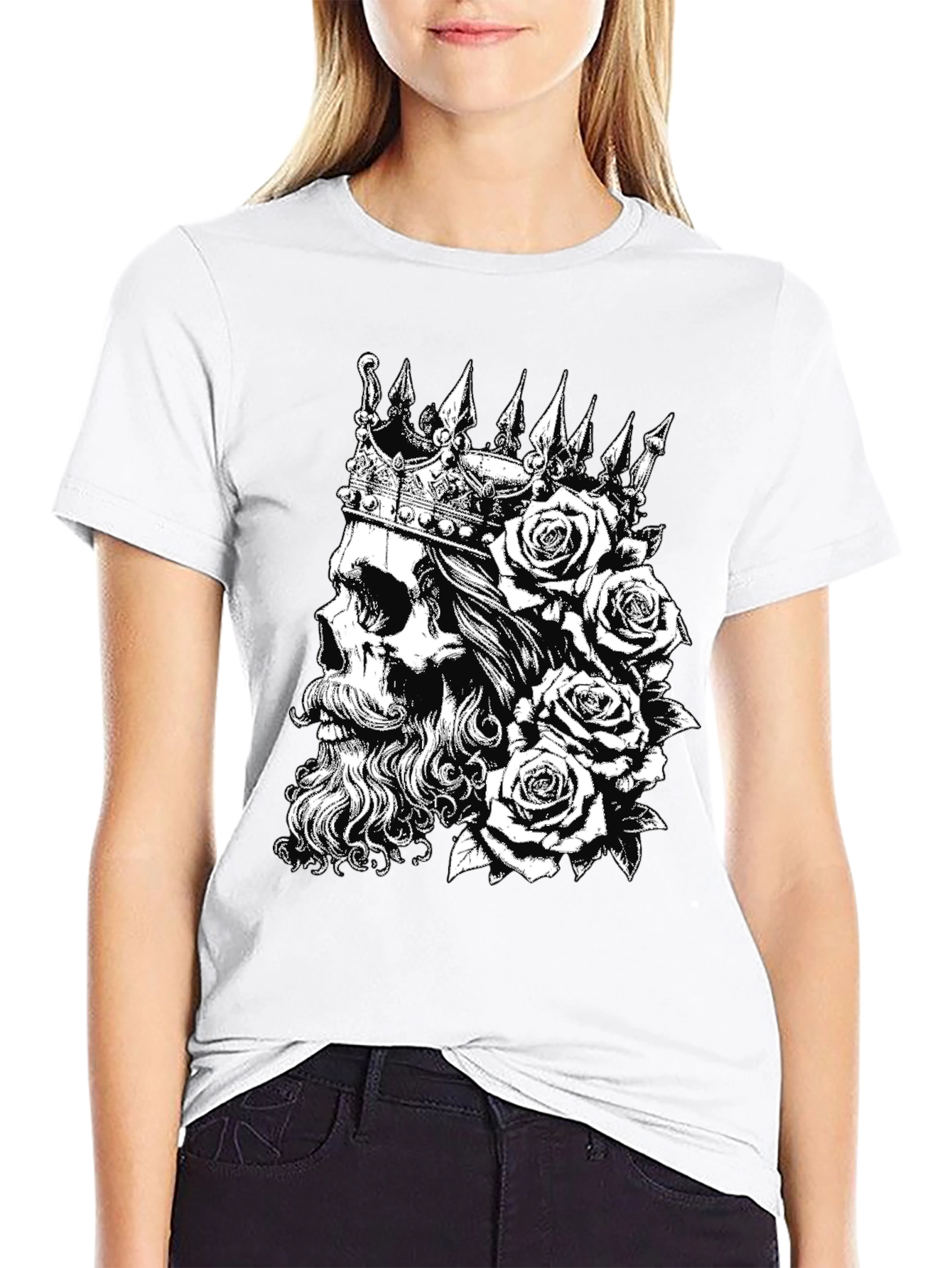 Black Skull King Rose T-Shirt - Black view 9