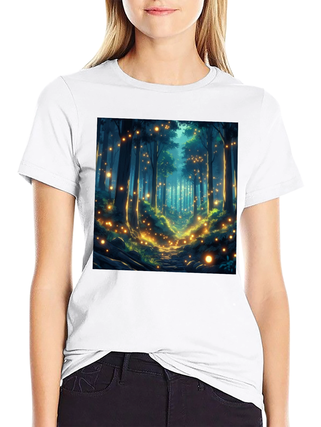 Black Enchanted Forest T-Shirt - Mystical Woodland Design view 9