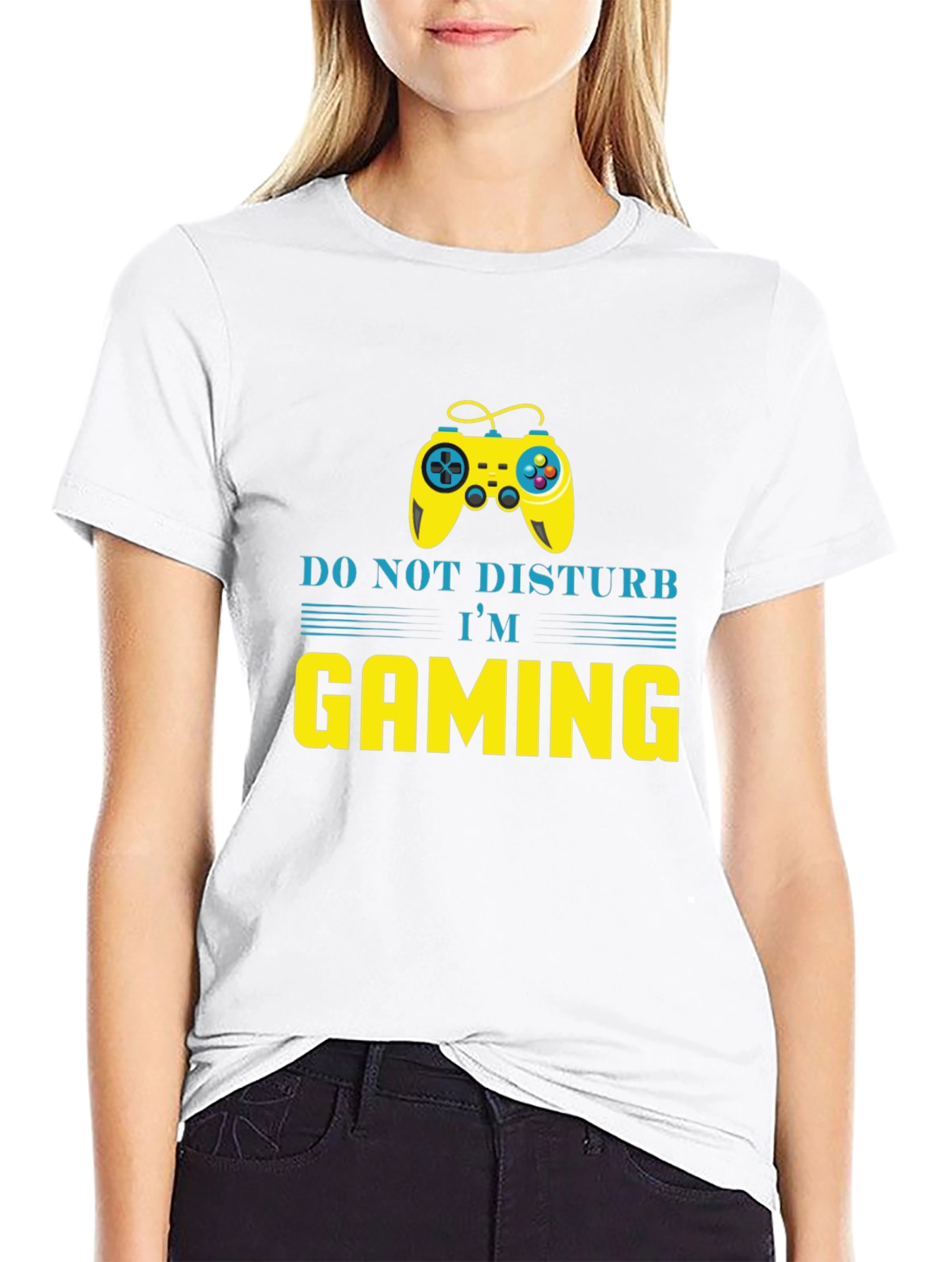 Black Do Not Disturb I'm Gaming T-Shirt view 9