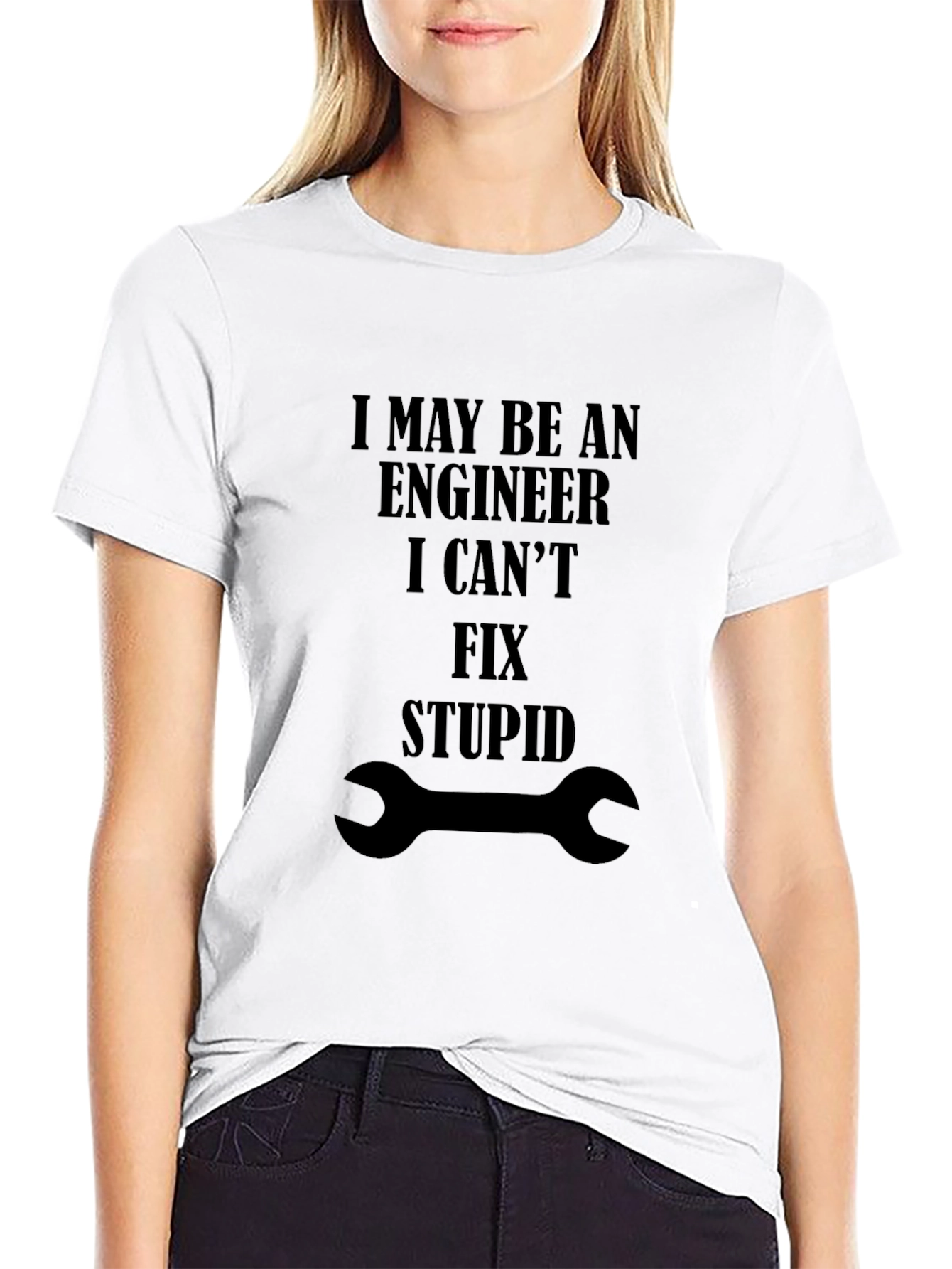Black Engineer Fix Stupid T-Shirt - Funny Graphic Tee view 9