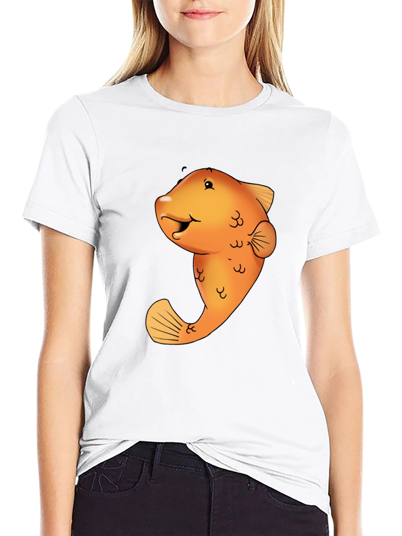 Black Funny Fish Graphic Tee view 9