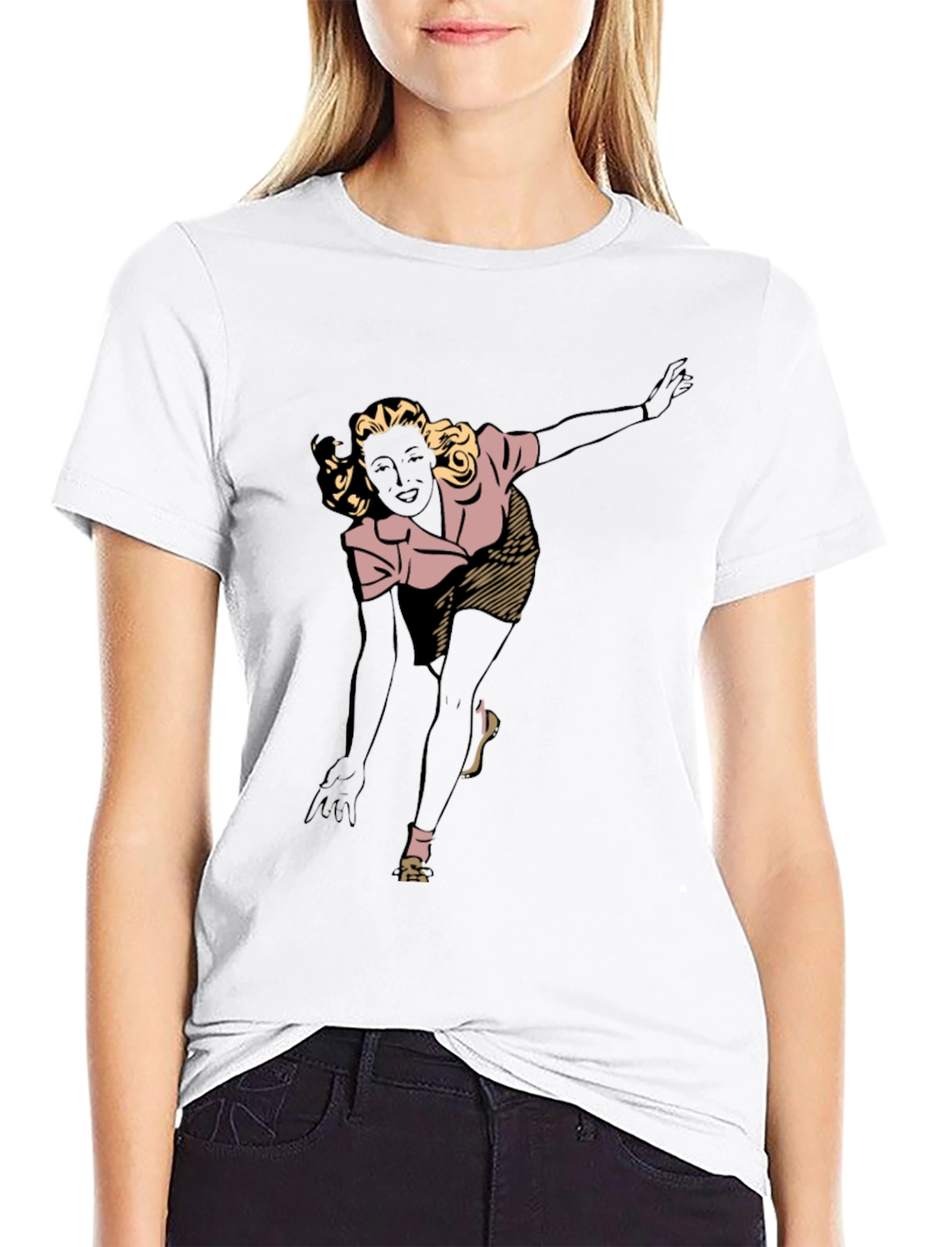 Black Retro Bowling Girl Graphic Tee view 9