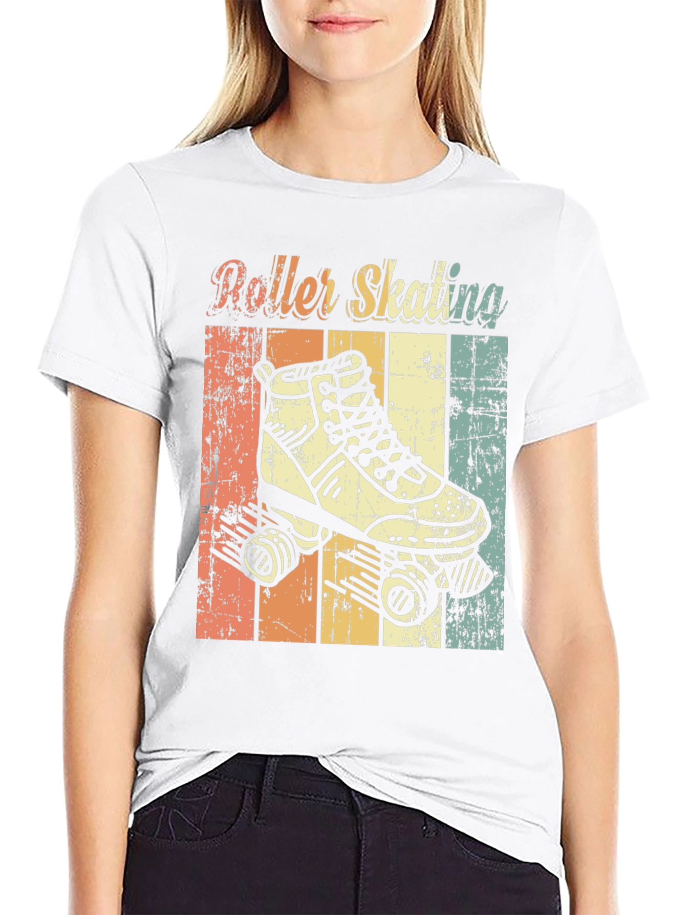 Black Retro Roller Skating T-Shirt view 9