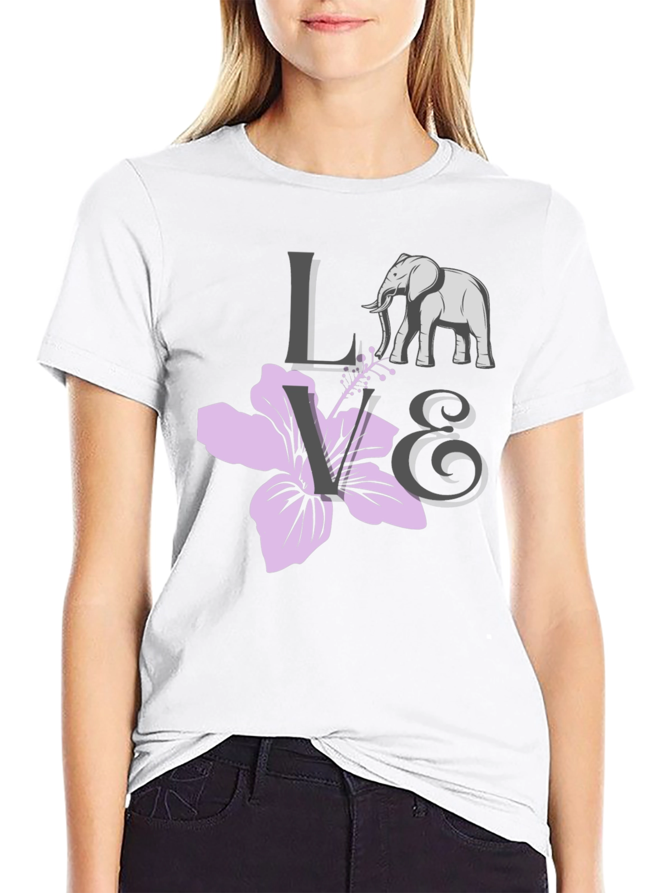 Black Love Elephants Black Graphic Tee view 9