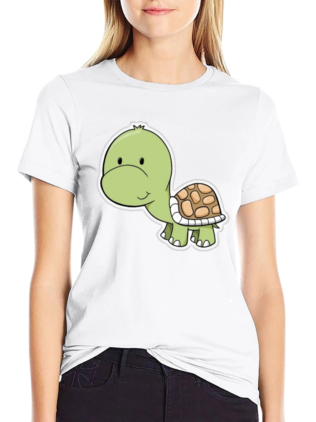 Black Cute Turtle Graphic Tee - Soft Cotton Blend view 9