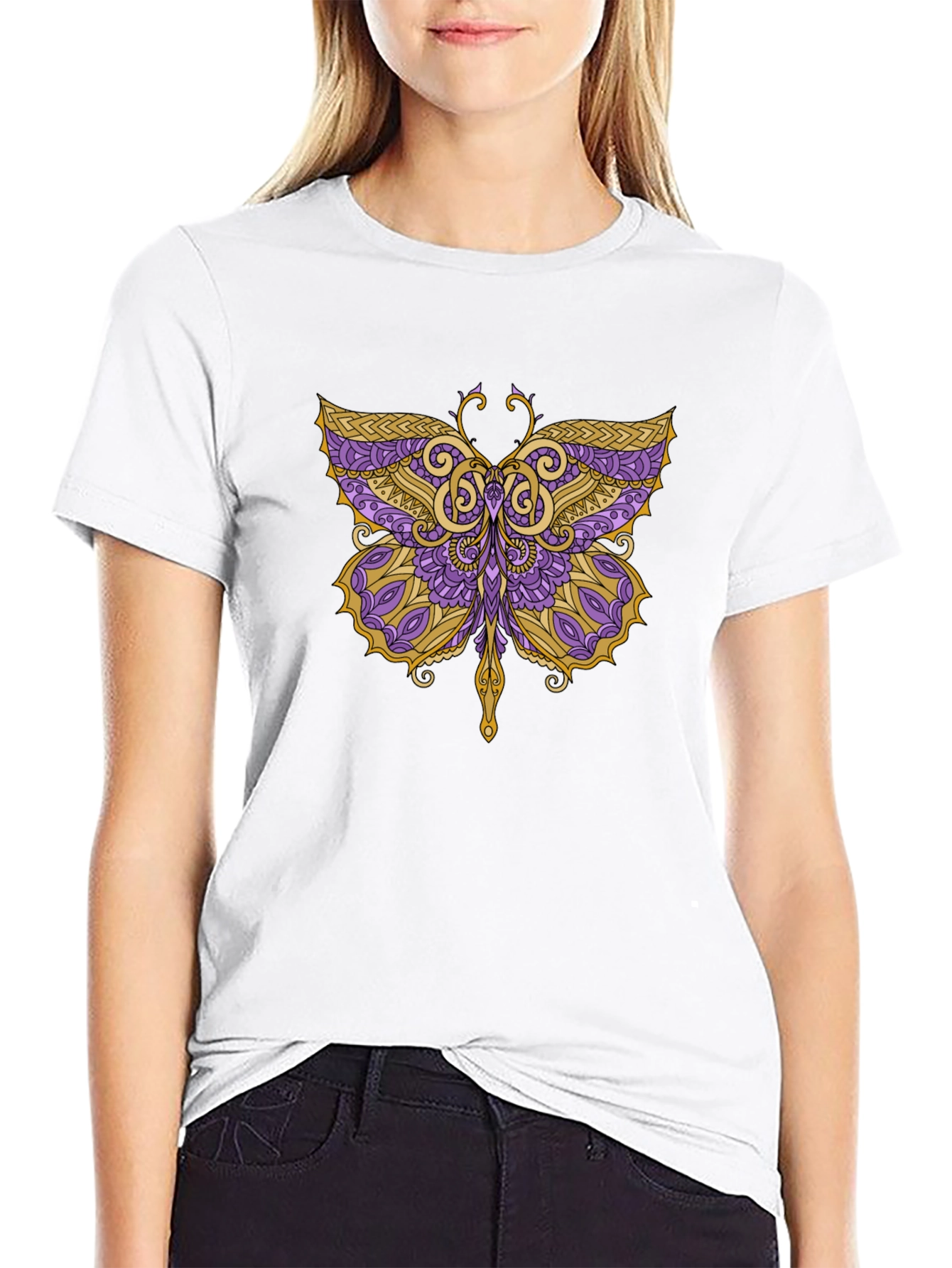 Black Butterfly Graphic Tee - Black Cotton Blend view 9