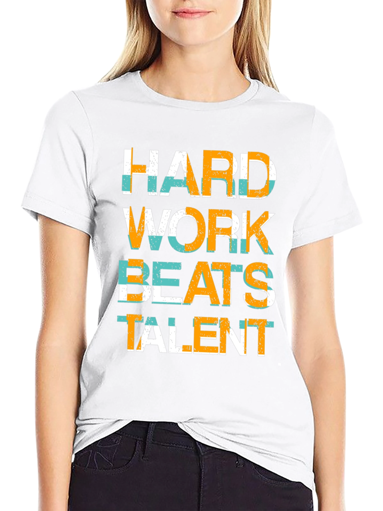 Black Hard Work Beats Talent Graphic Tee view 9