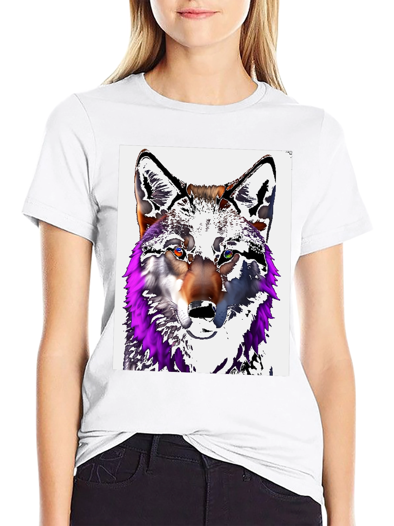 Black Wolf Graphic Tee - Men's Black Cotton T-Shirt view 9