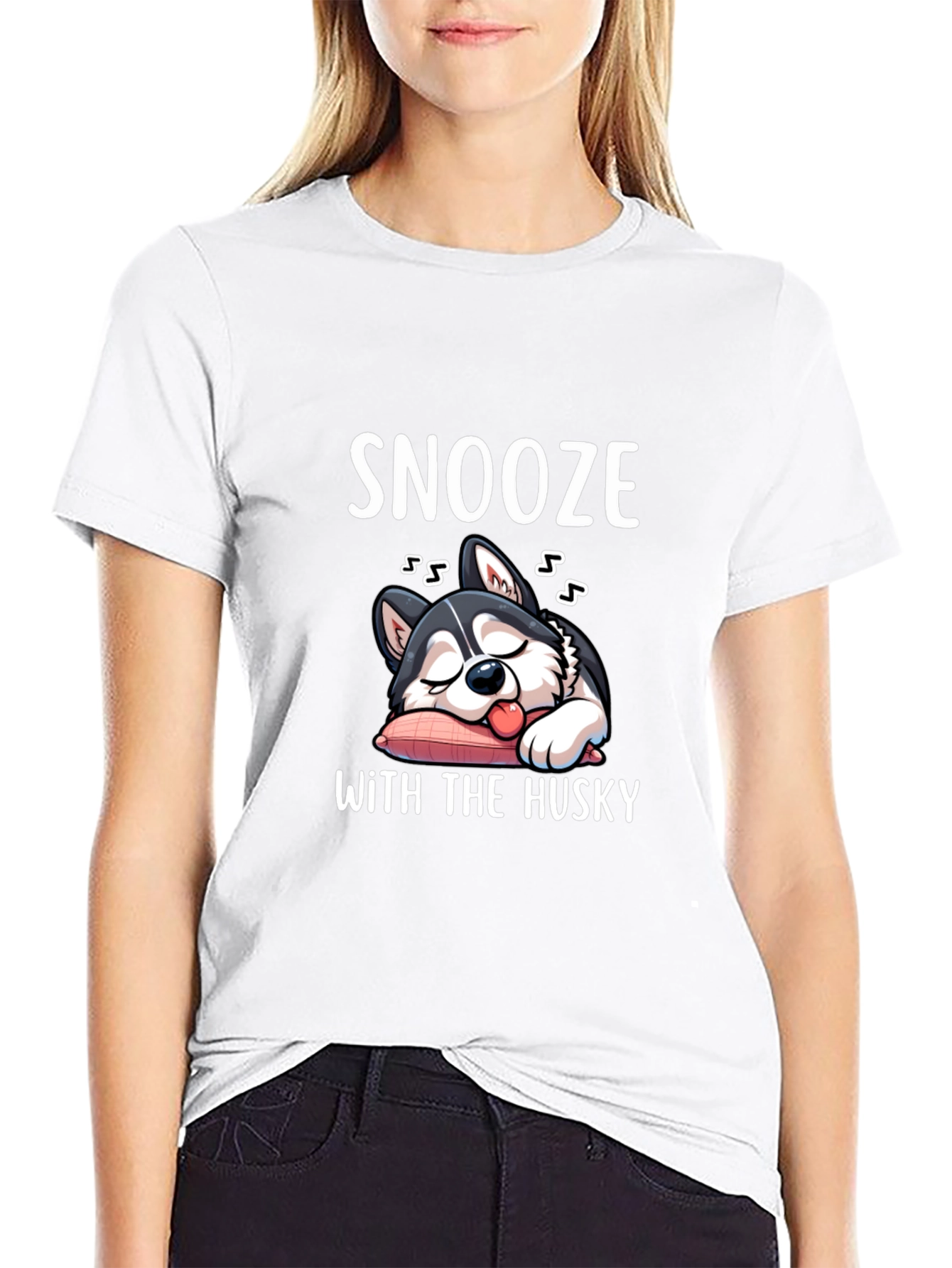 Black Snooze With the Husky T-Shirt view 9