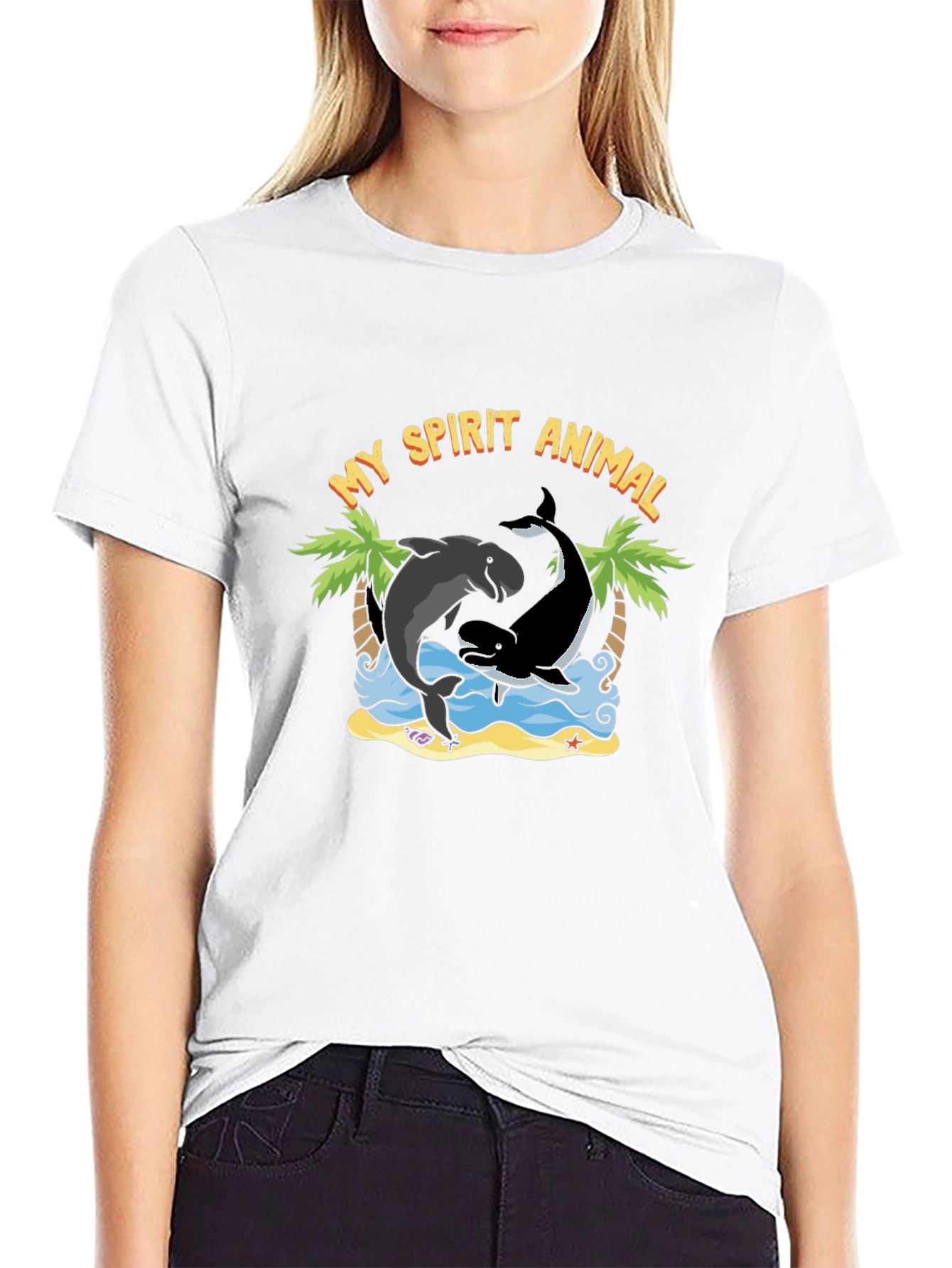 Black My Spirit Animal Dolphin Orca T-Shirt view 9