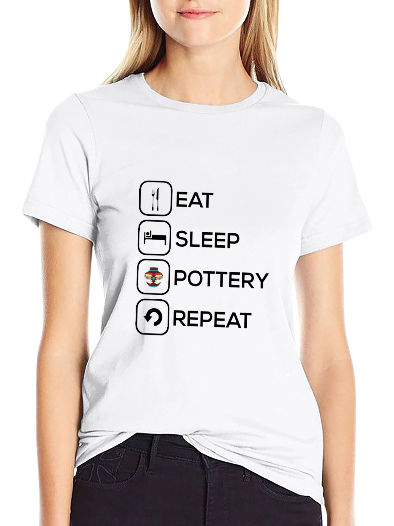 Black Eat Sleep Pottery Repeat T-Shirt view 9