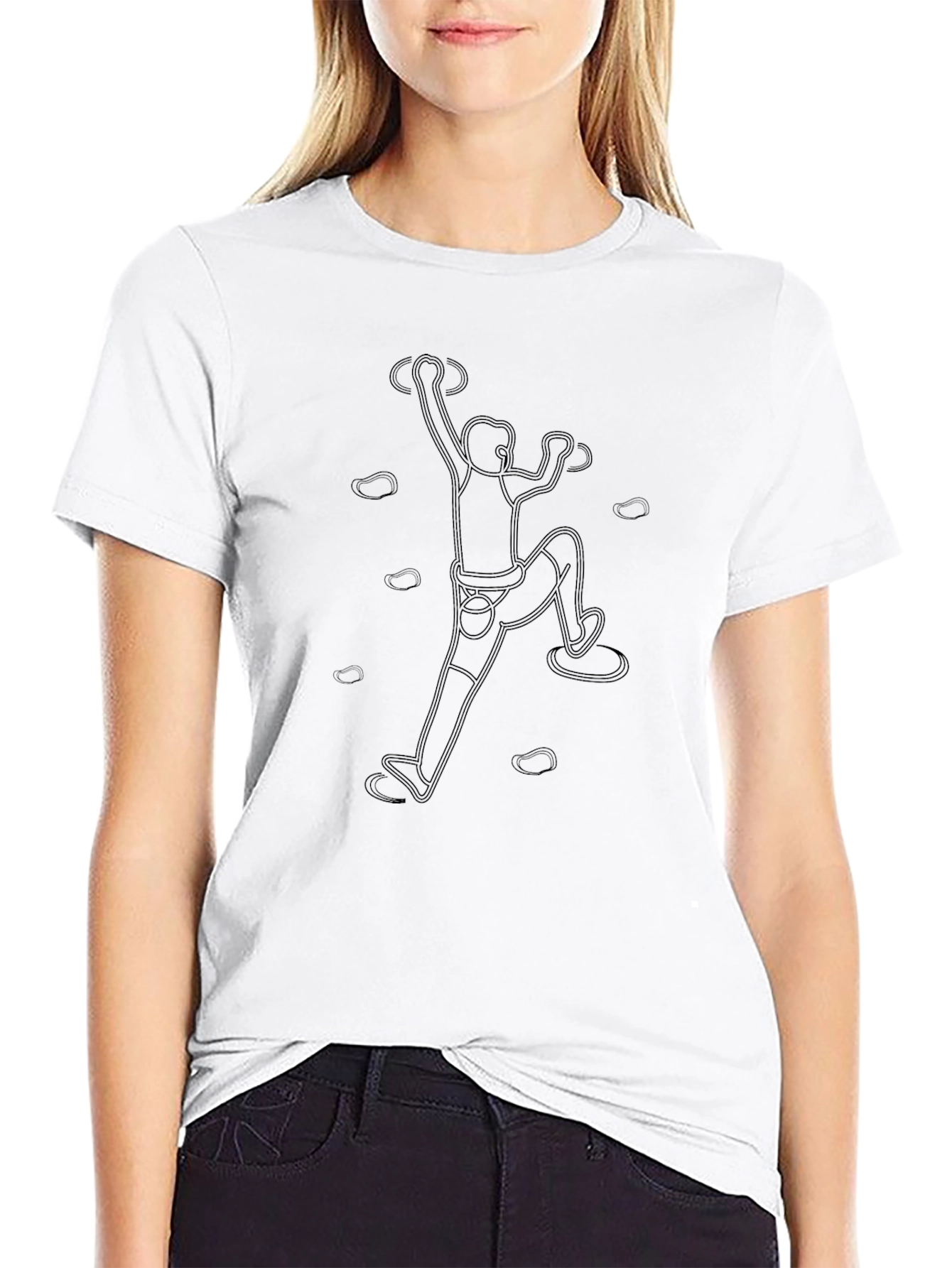 Black Climbing T-Shirt - Minimalist Rock Climber Design view 9