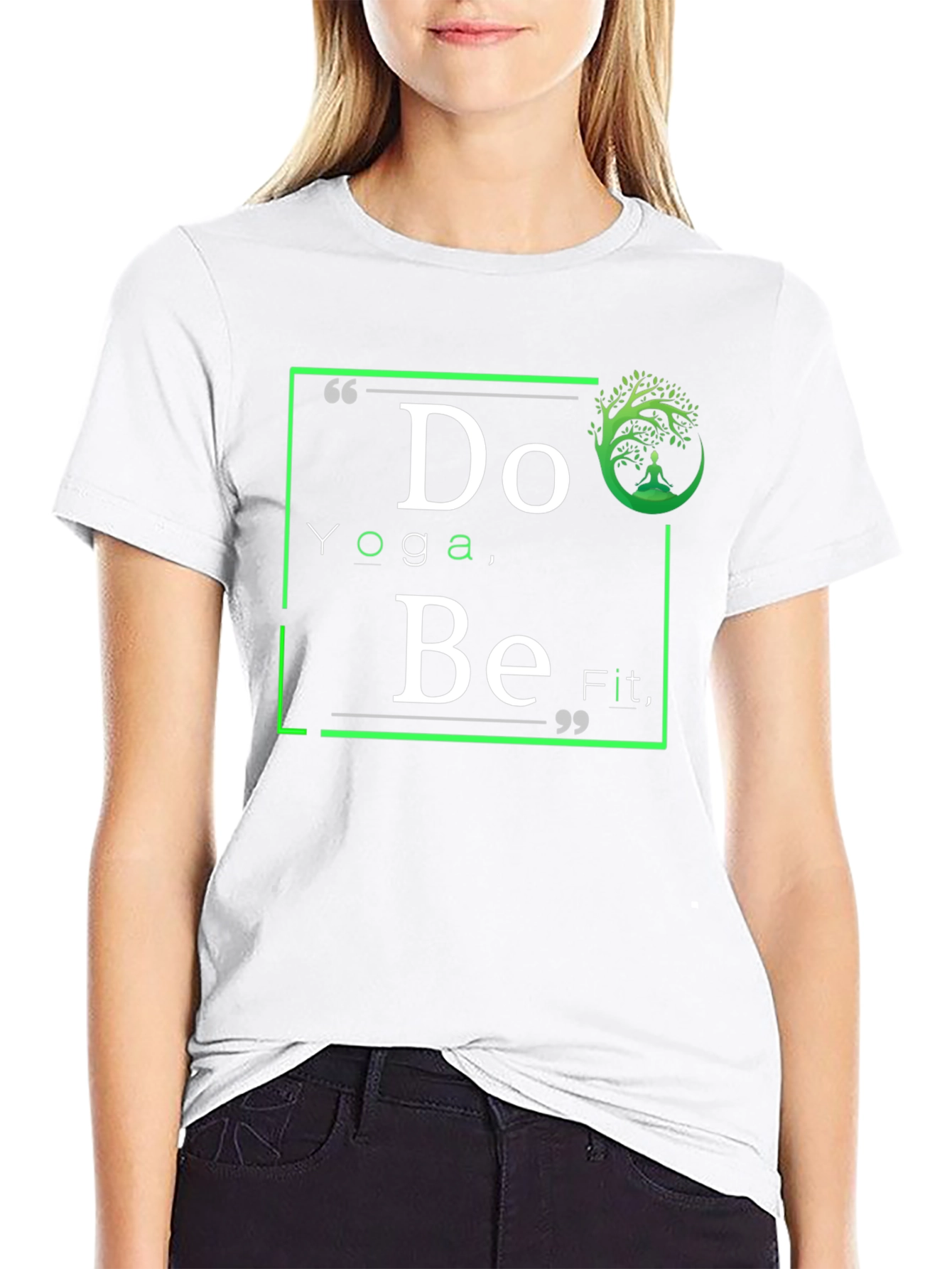 Black Yoga Inspired Graphic T-Shirt - Do Yoga Be Fit view 9