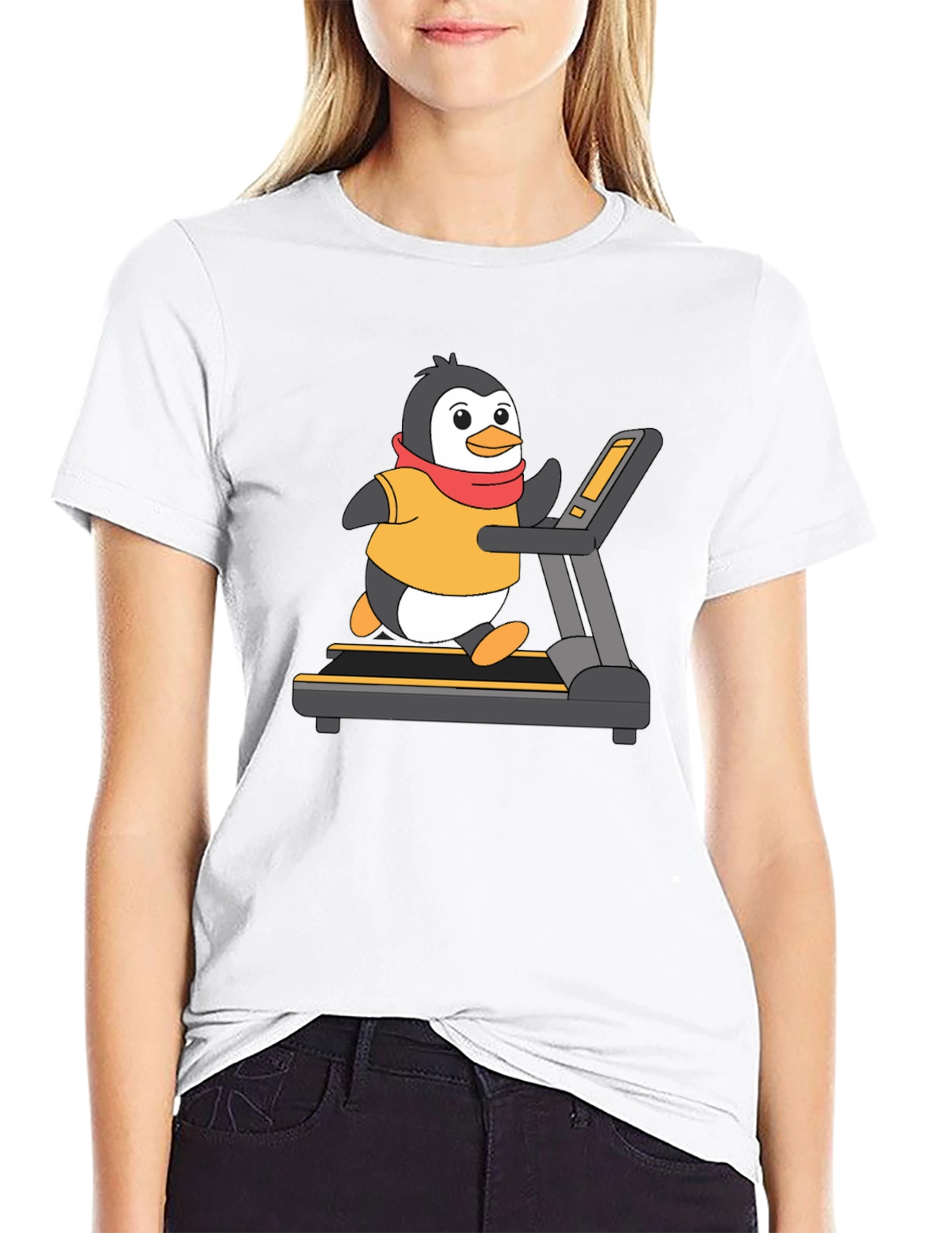 Black Penguin Treadmill Graphic Tee - Workout Humor view 9
